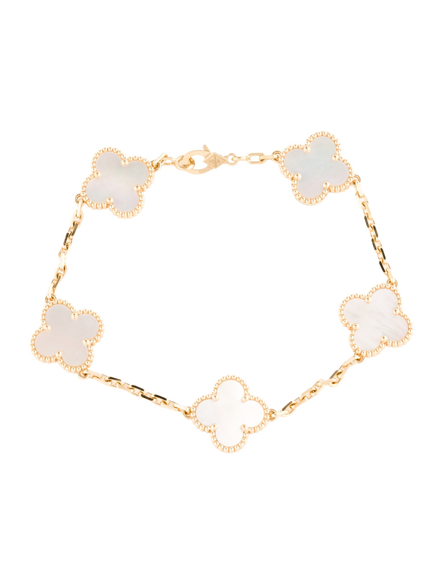 Van Cleef & Arpels Mother of Pearl Vintage Alhambra 5 Motif Bracelet