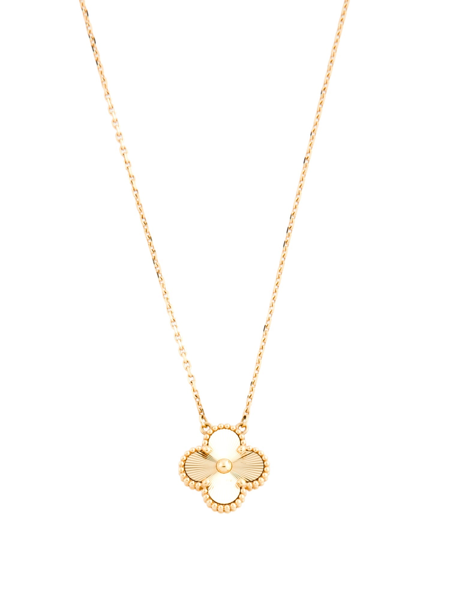 Van Cleef & Arpels Vintage Alhambra Guilloche Pendant Necklace