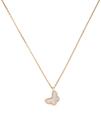 Van Cleef & Arpels Mother Of Pearl Sweet Butterflies Pendant Necklace