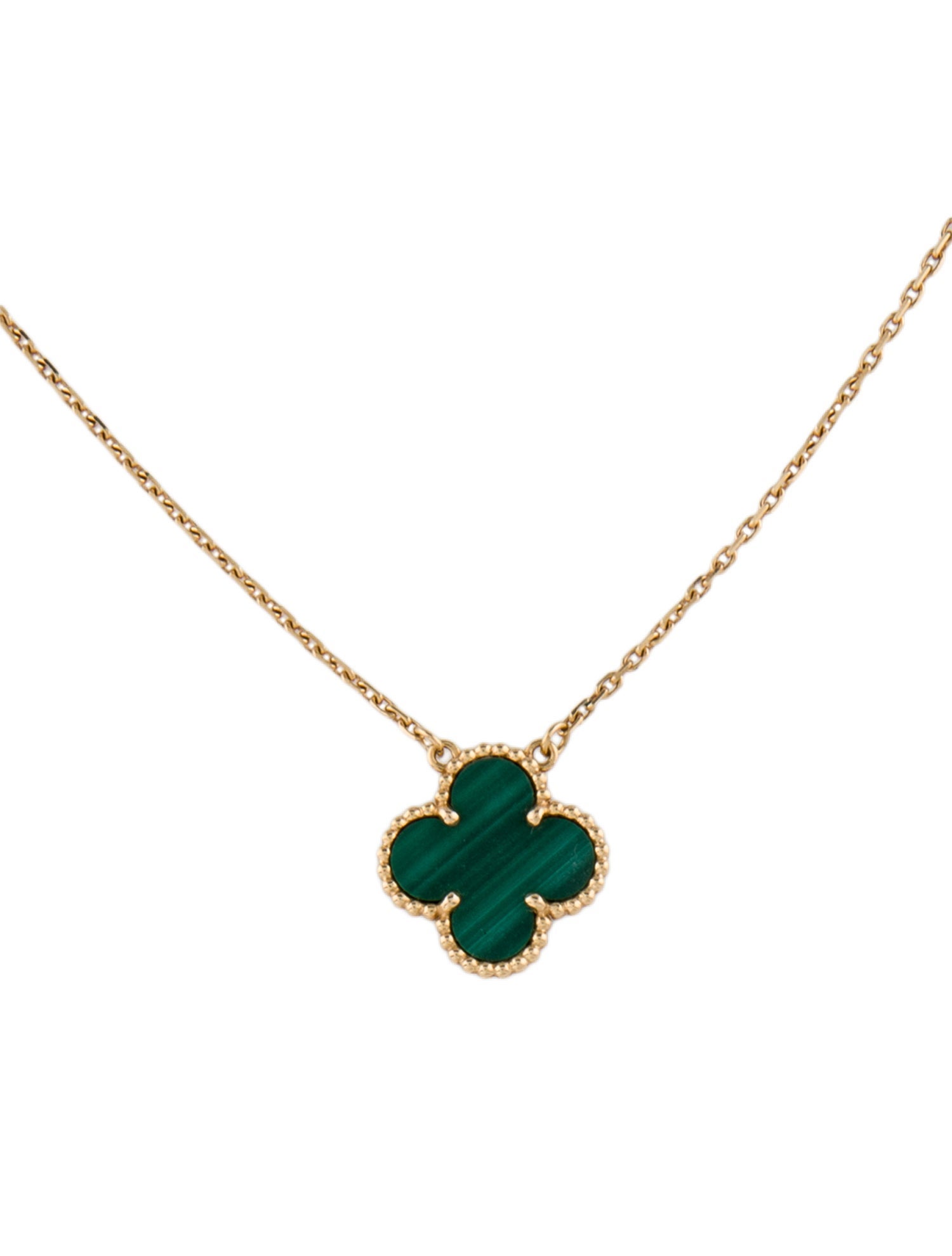 Van Cleef & Arpels Malachite Vintage Malachite Alhambra Pendant Necklace