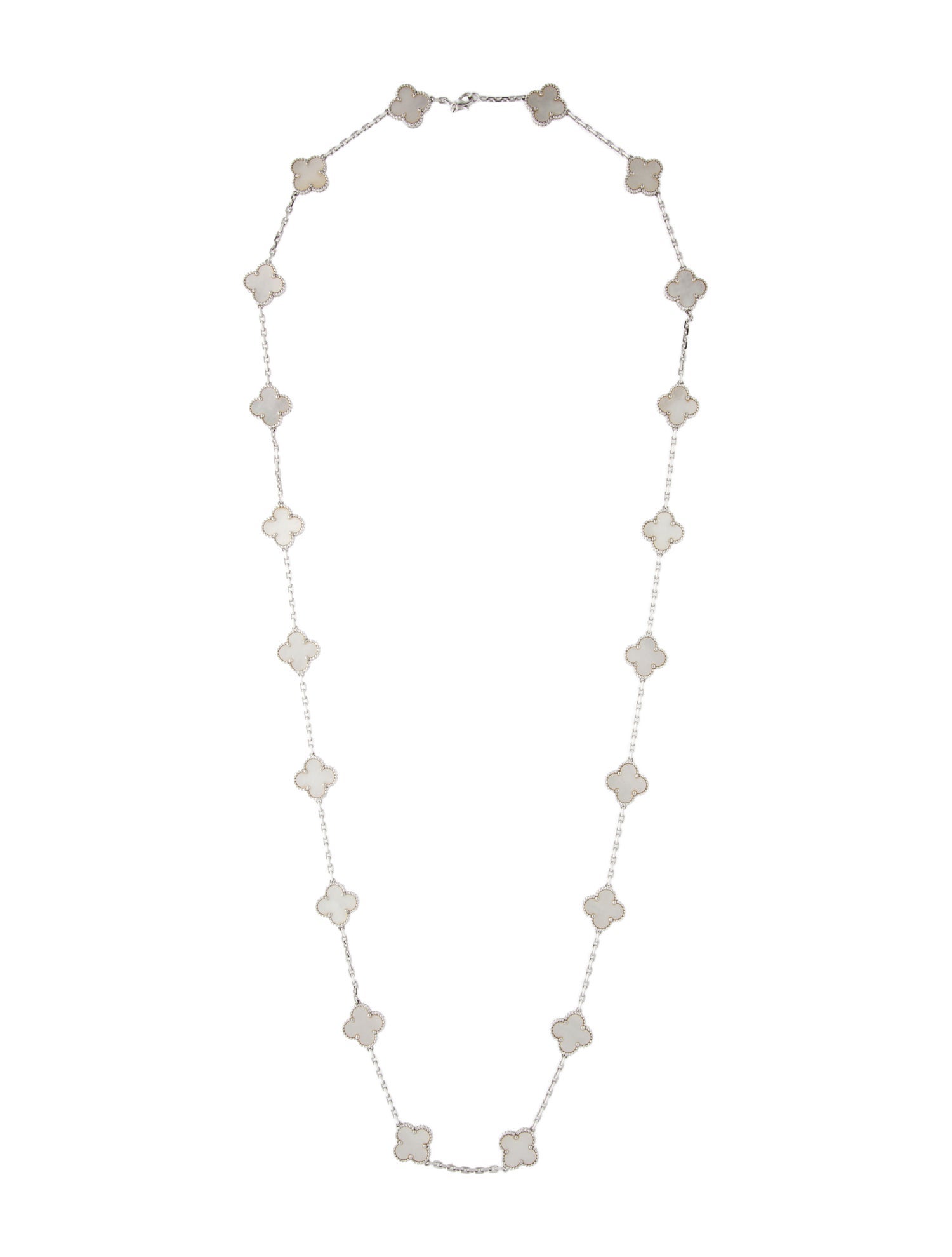 Van Cleef & Arpels Mother of Pearl Vintage Alhambra Long Necklace, 20 Motifs