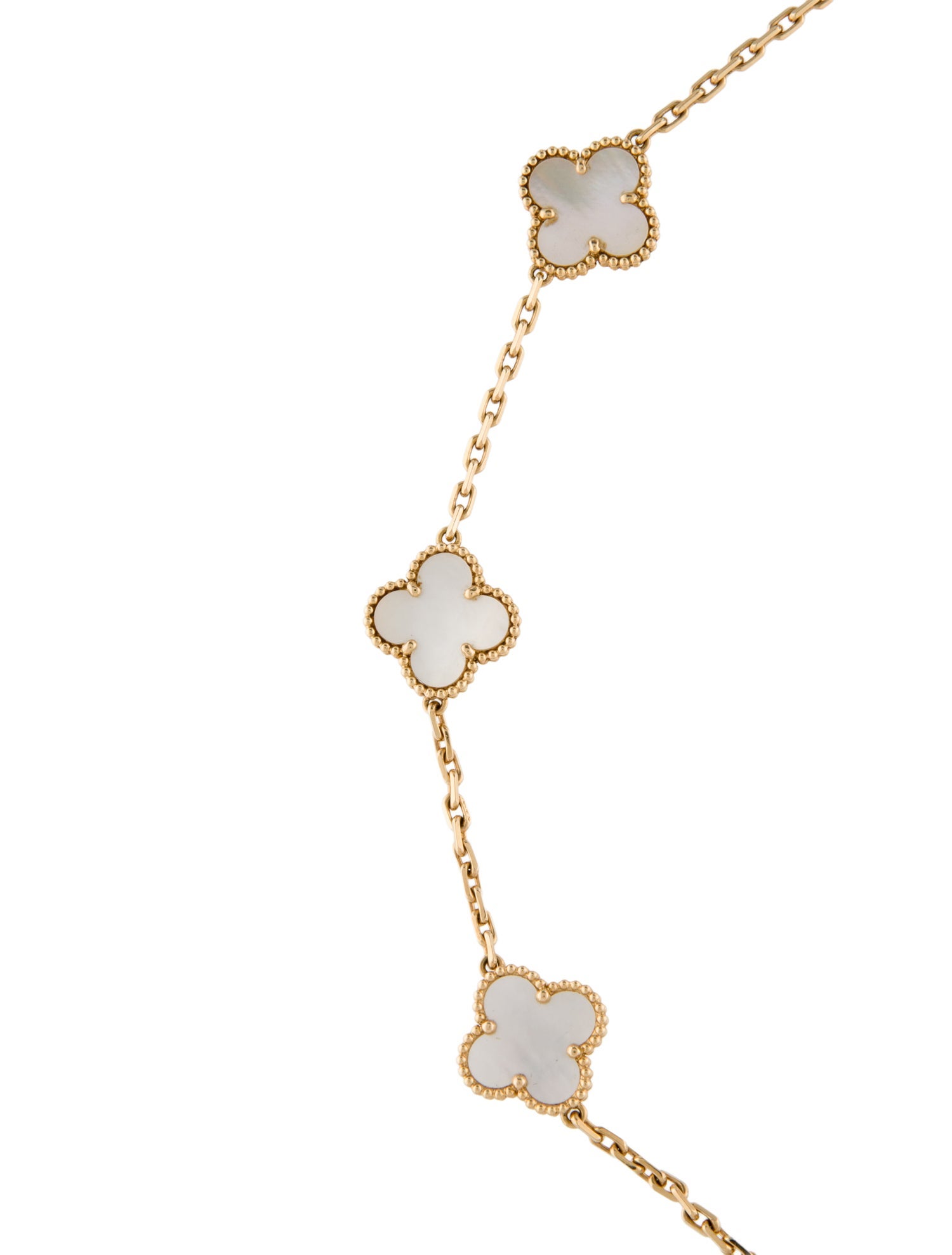 Van Cleef & Arpels Mother of Pearl Vintage Alhambra 10 Motif Necklace