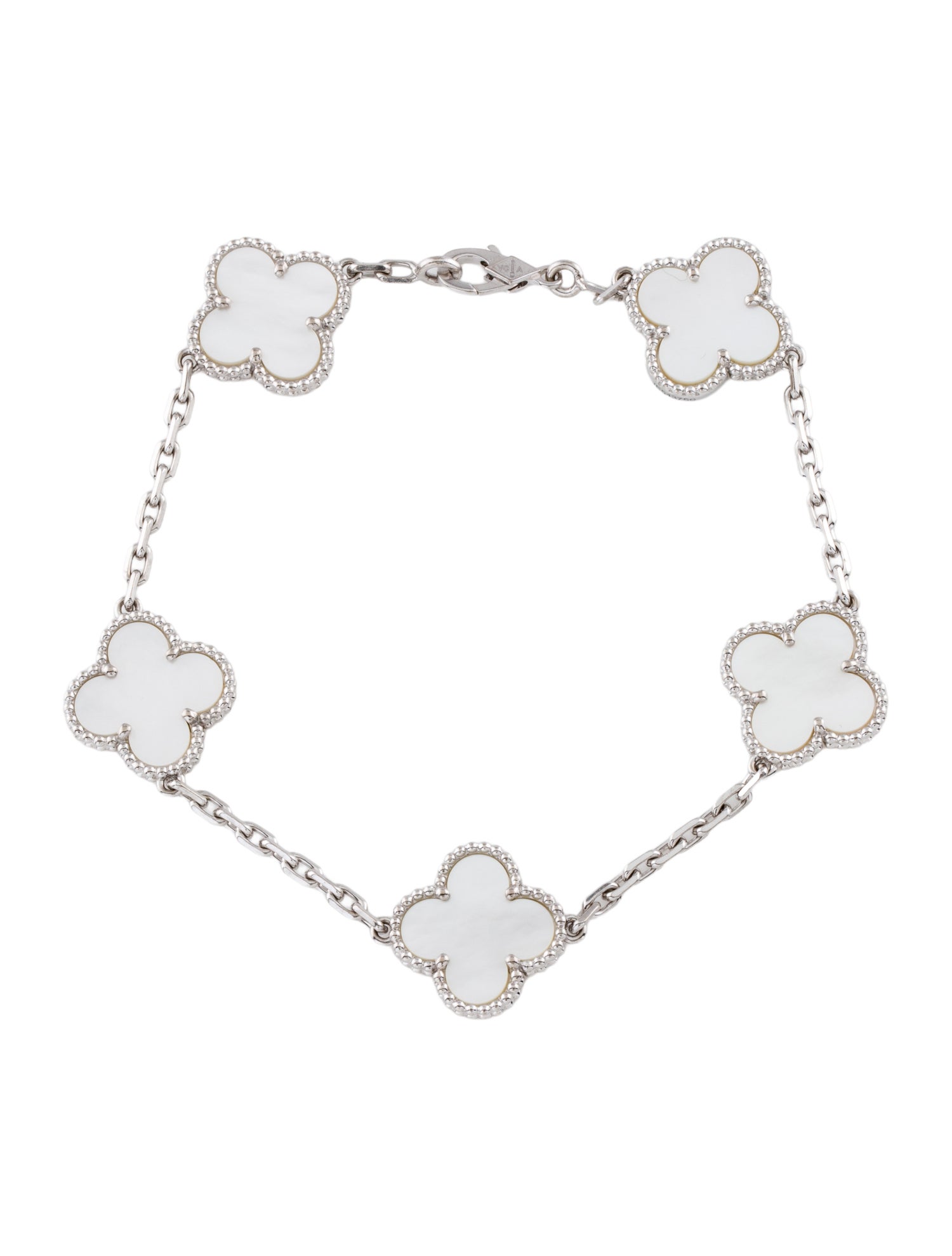 Van Cleef & Arpels Mother Of Pearl Vintage Alhambra Bracelet, 5 Motifs