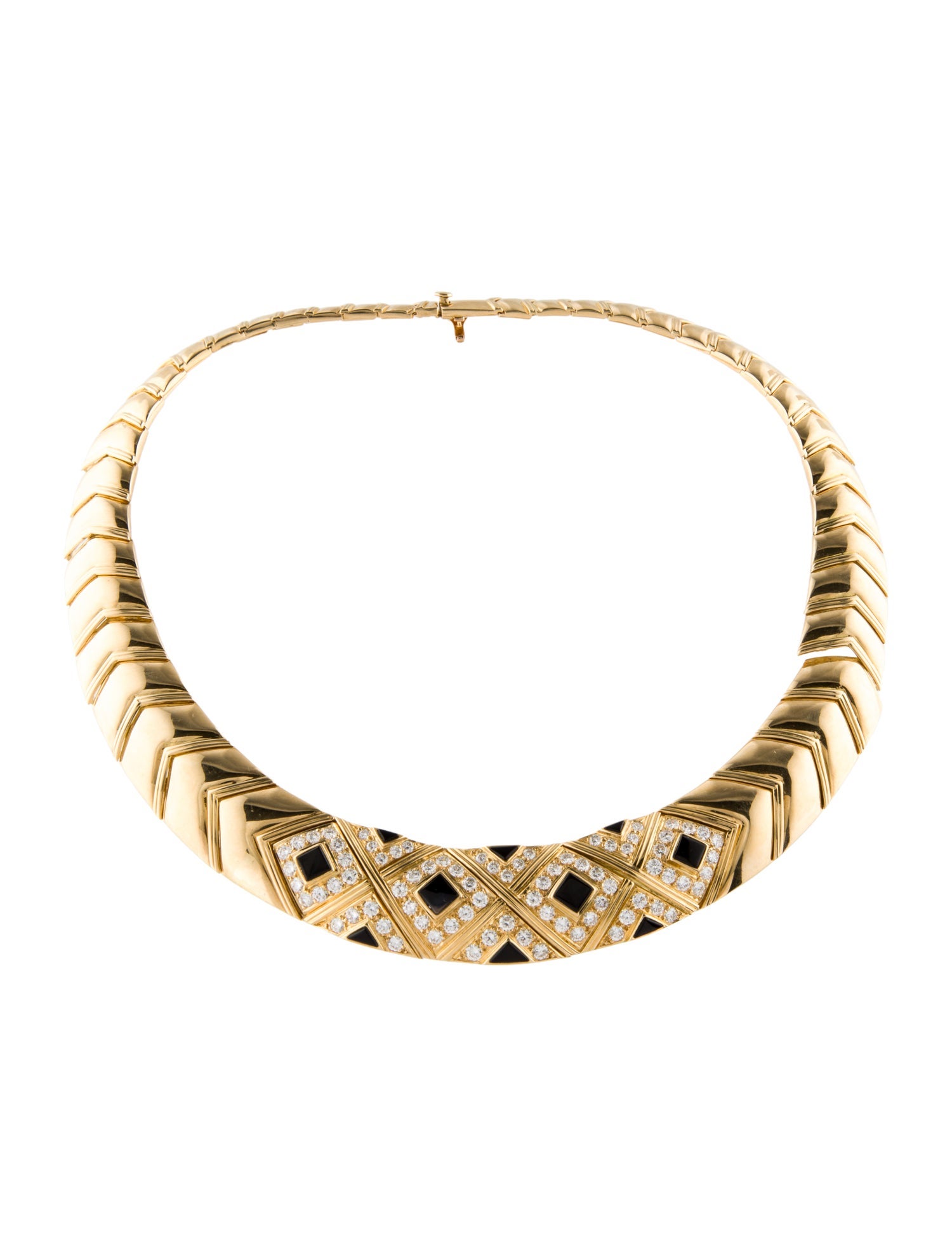 Van Cleef & Arpels Vintage 18K Onyx & Diamond Collar Necklace