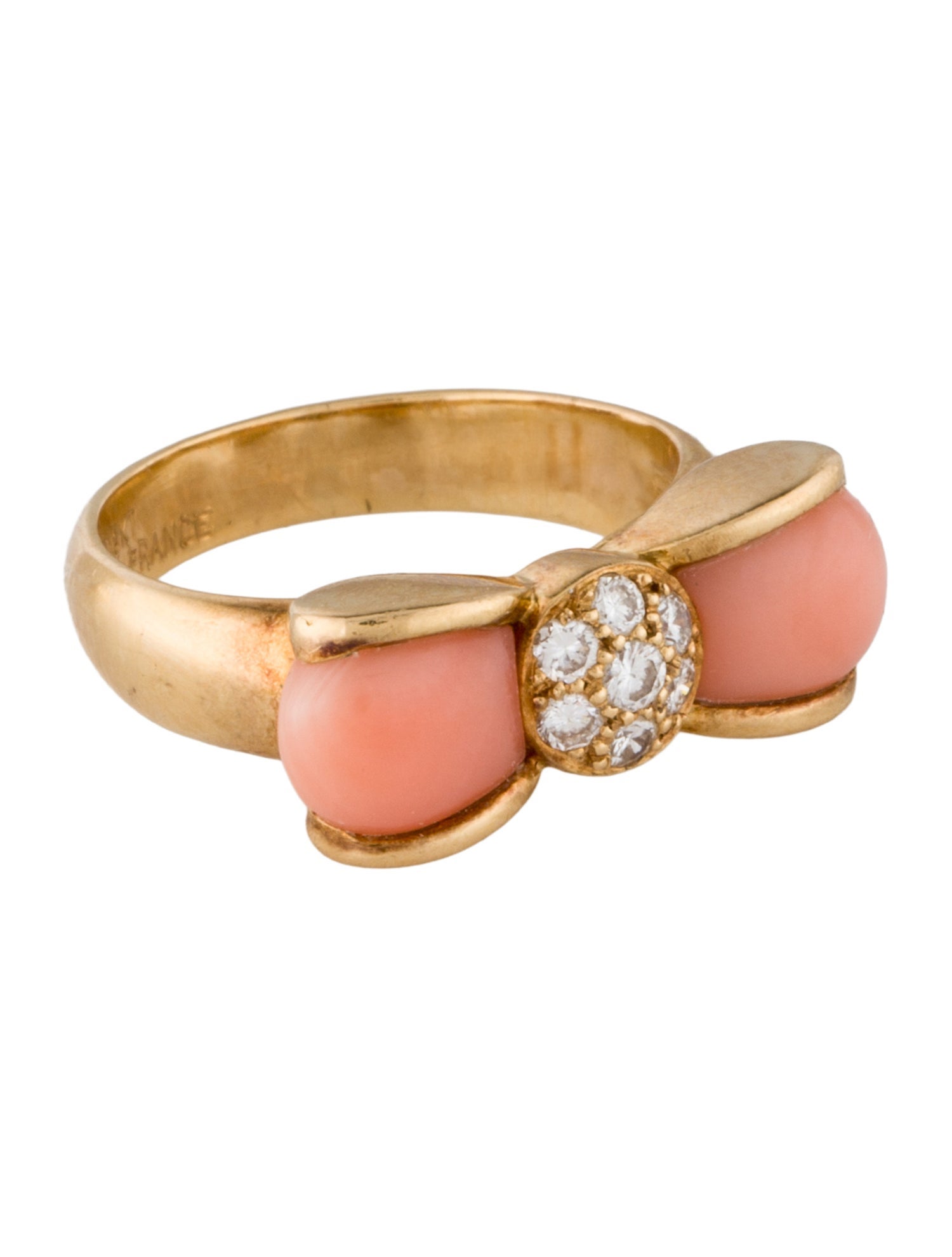 Van Cleef & Arpels Vintage Coral & Diamond Bow Ring