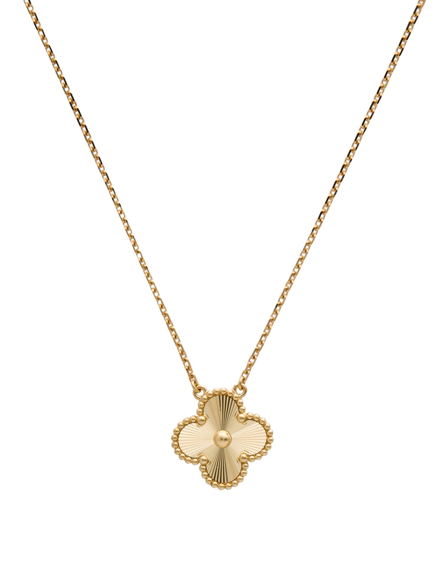 Van Cleef & Arpels Vintage Alhambra Guilloche Pendant Necklace