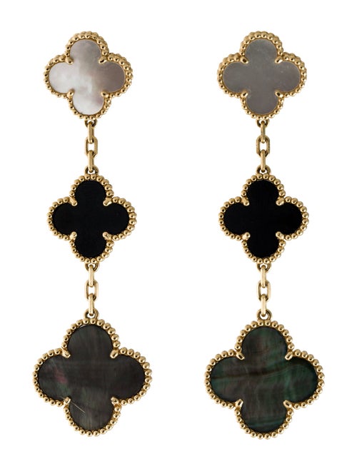 Van Cleef & Arpels Mother of Pearl Magic Alhambra Earrings, 3 Motifs