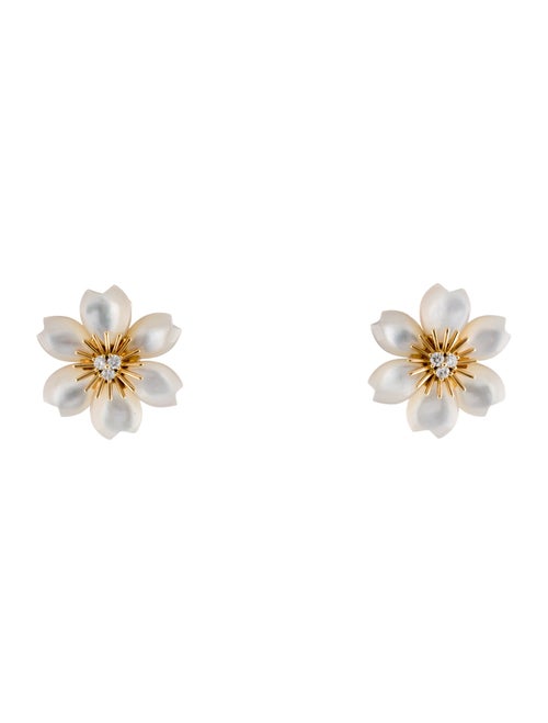 Van Cleef & Arpels Mother of Pearl Rose de Noël Earrings, Mini Model