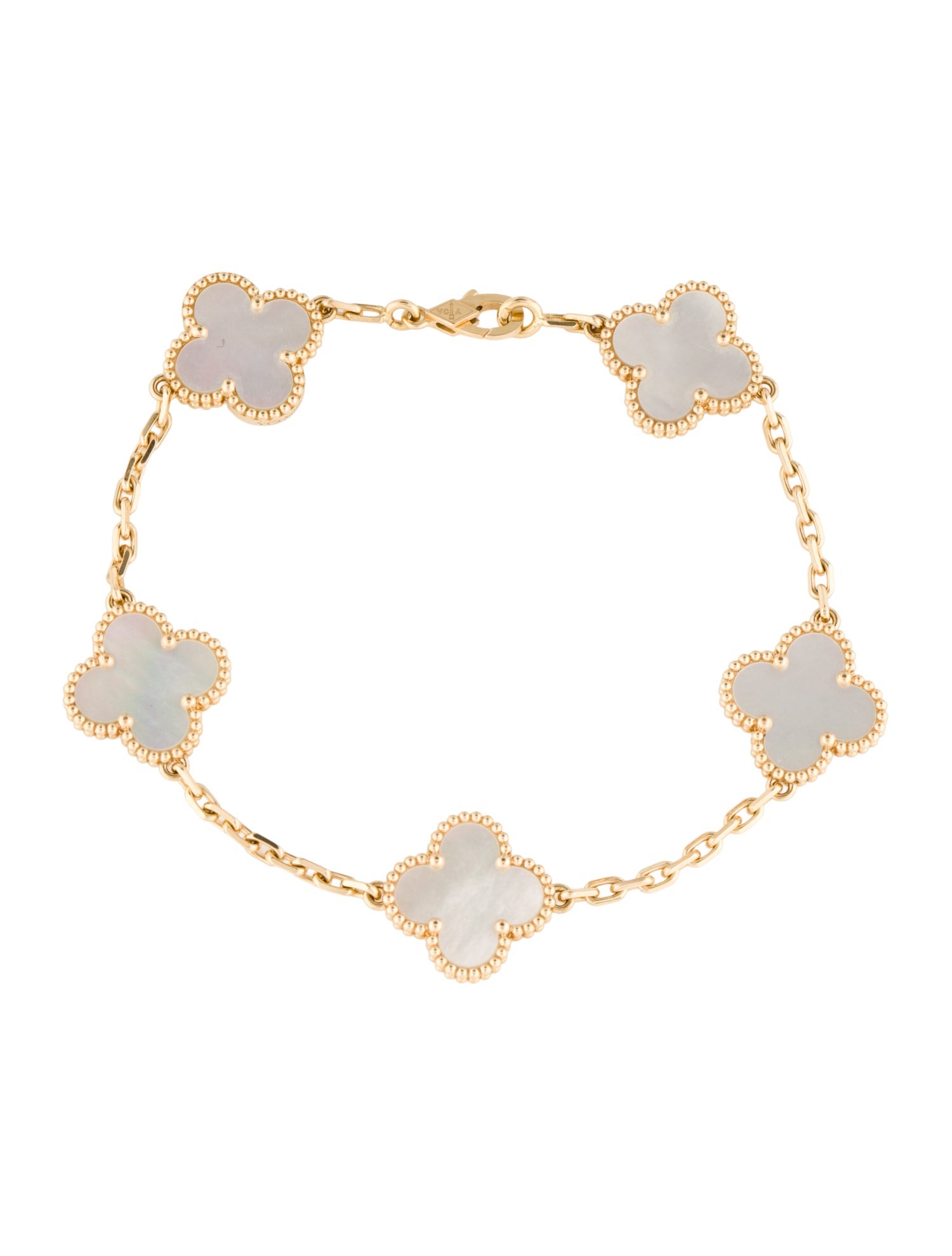 Van Cleef & Arpels Mother of Pearl Vintage Alhambra 5 Motif Bracelet