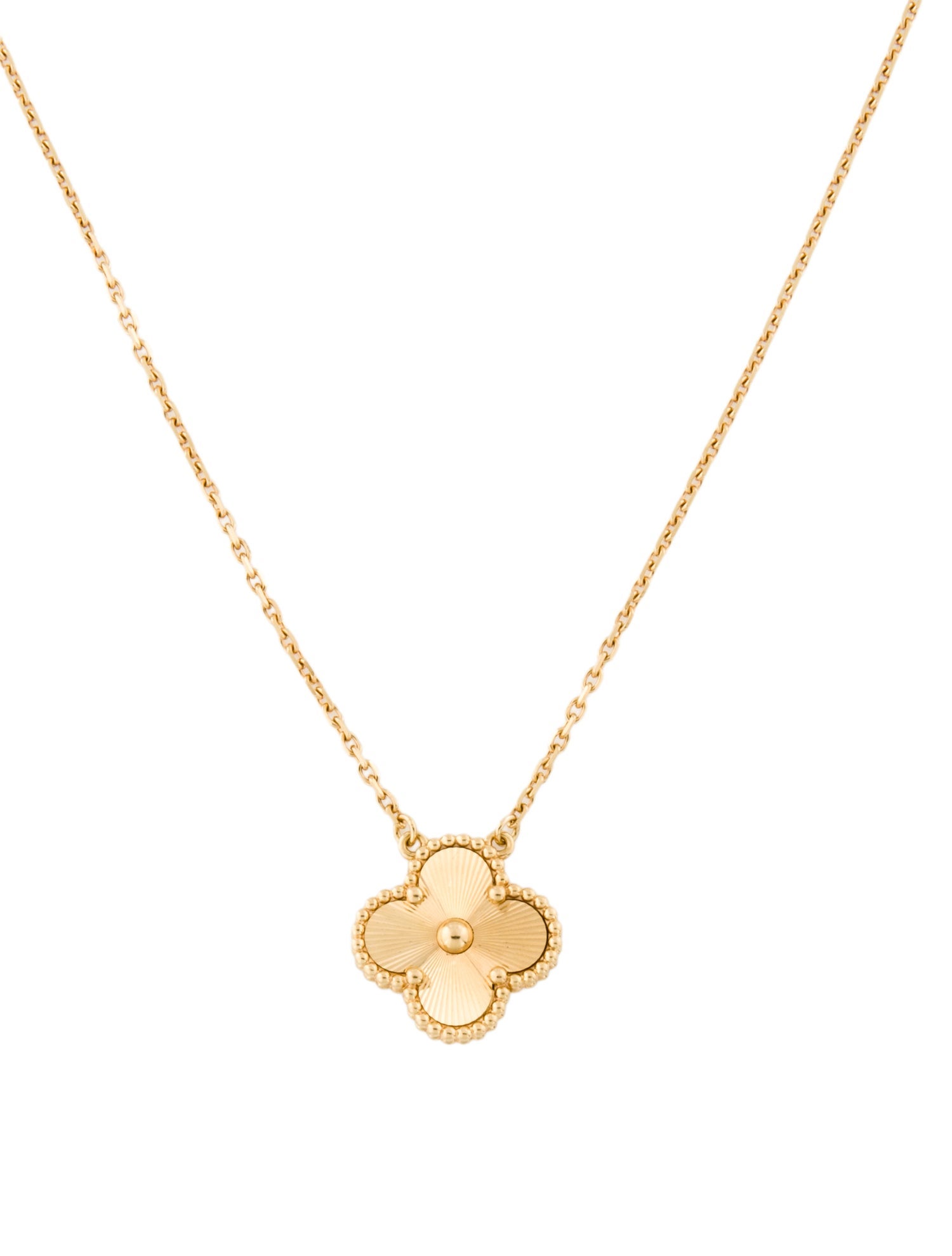 Van Cleef & Arpels Vintage Alhambra Guilloché Pendant Necklace