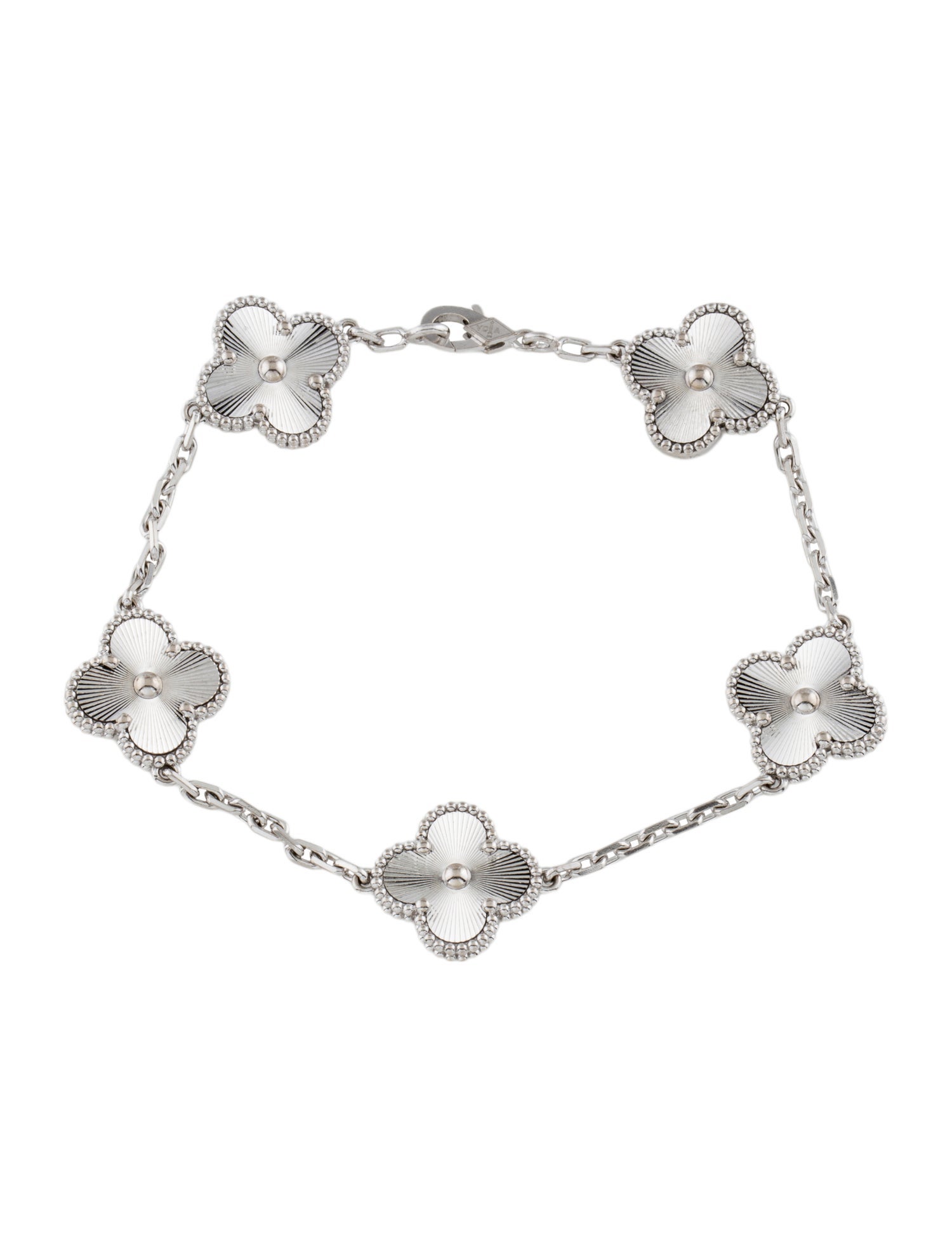 Van Cleef & Arpels Vintage Alhambra Guilloché Bracelet, 5 Motifs