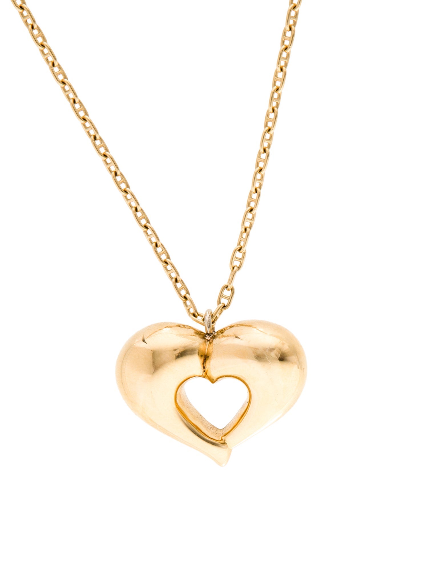 Van Cleef & Arpels 18K Vintage Heart Pendant on Unbranded Chain