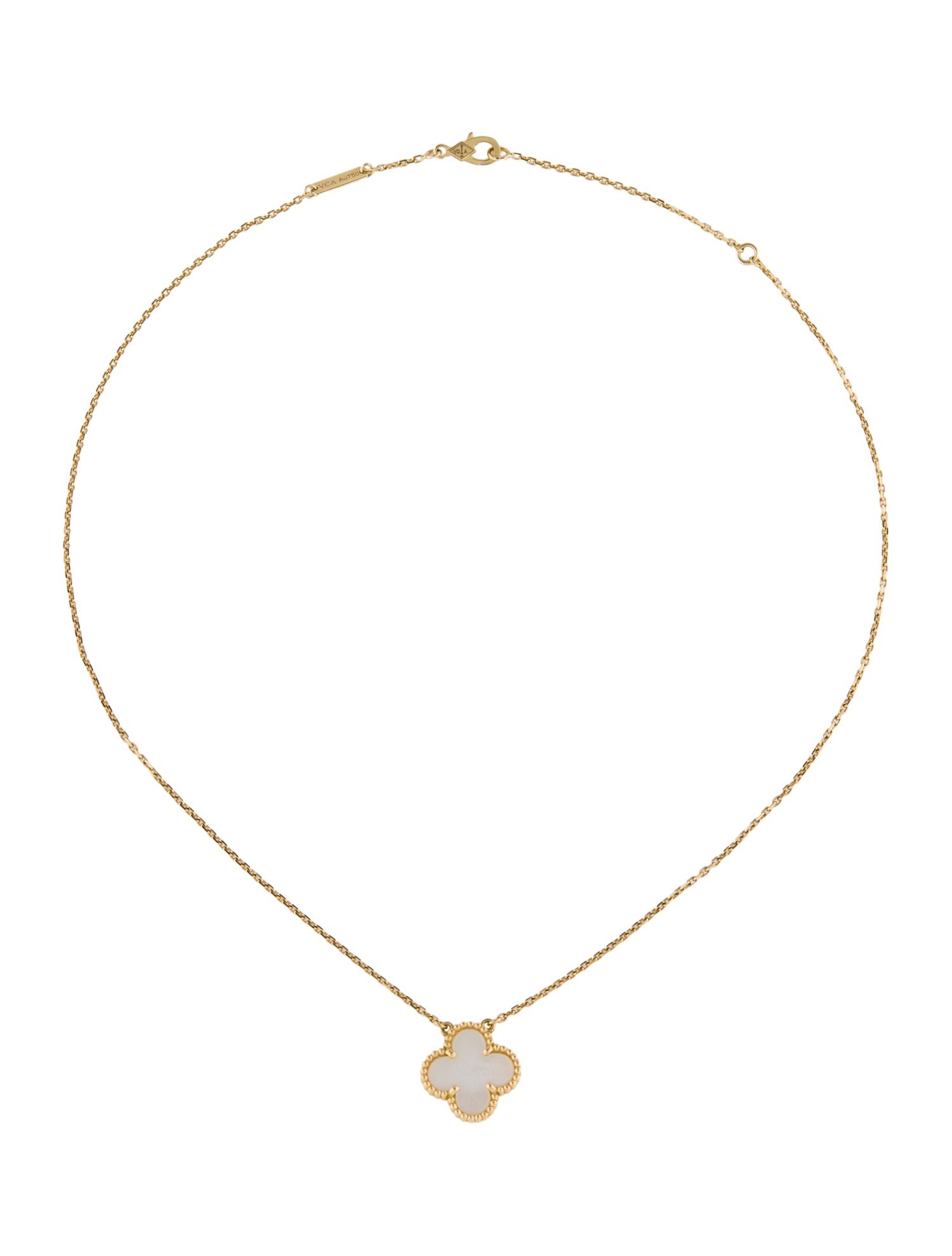 Van Cleef & Arpels Mother Of Pearl Vintage Alhambra Pendant Necklace