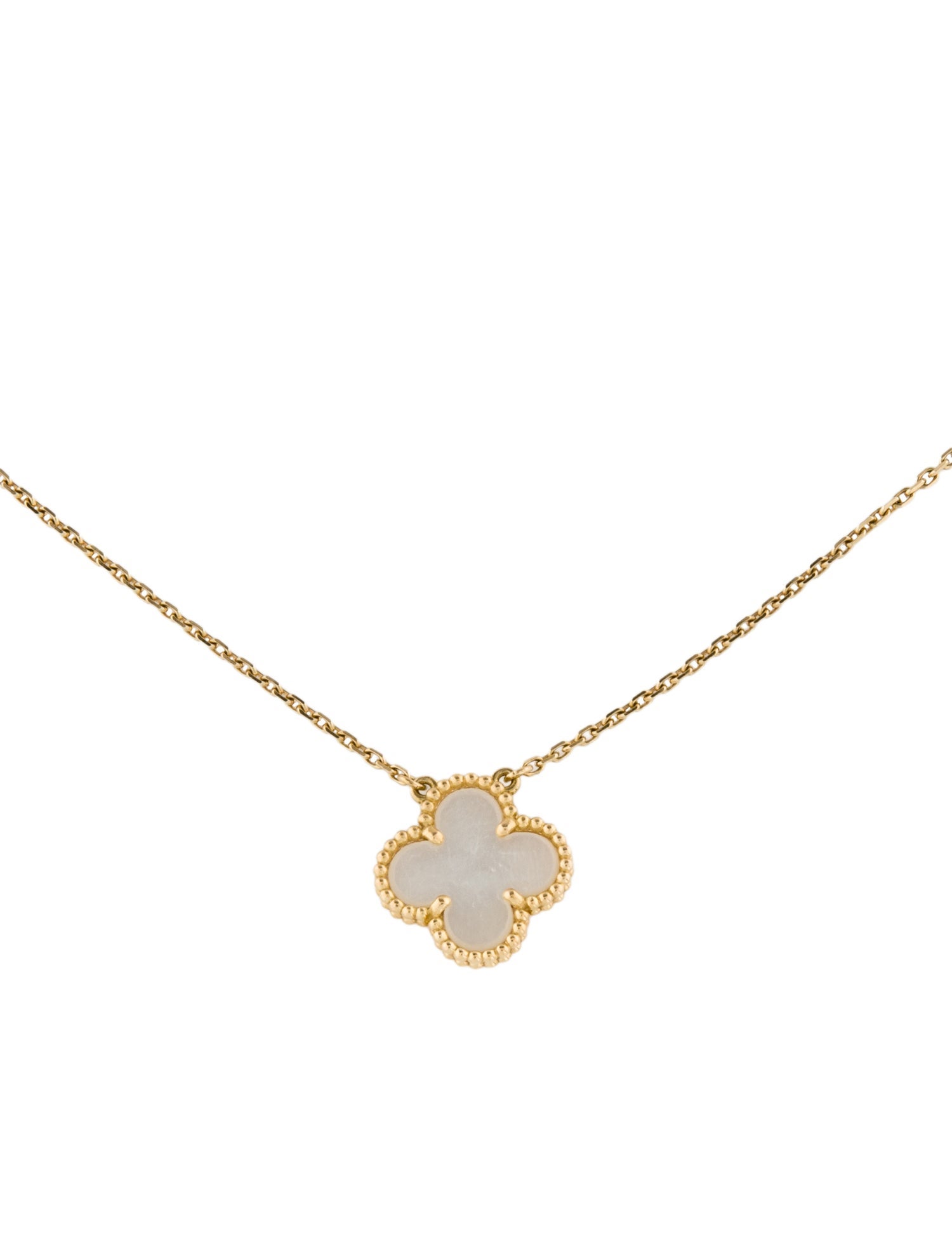 Van Cleef & Arpels Mother Of Pearl Vintage Alhambra Pendant Necklace