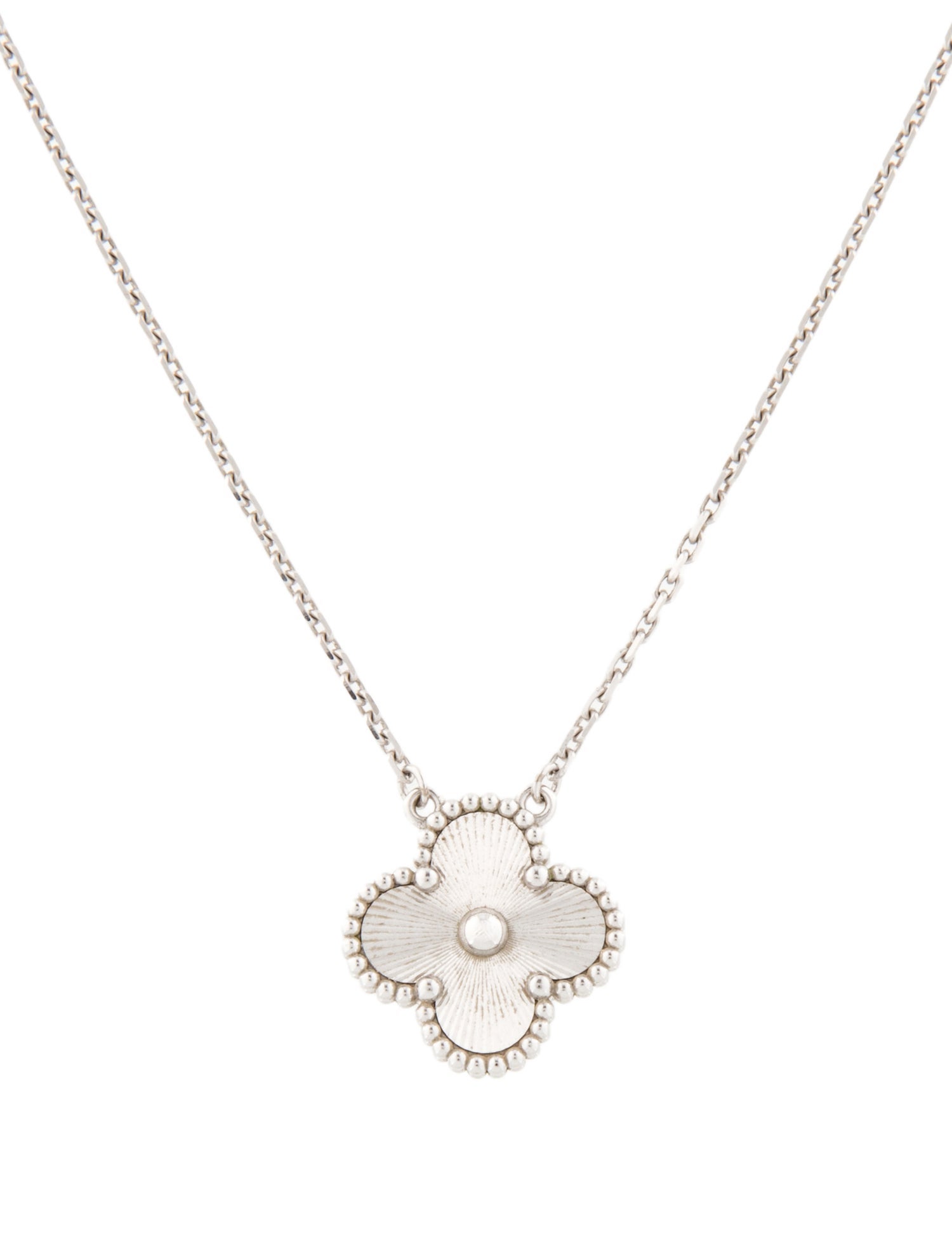 Van Cleef & Arpels Vintage Alhambra Guilloche Pendant Necklace