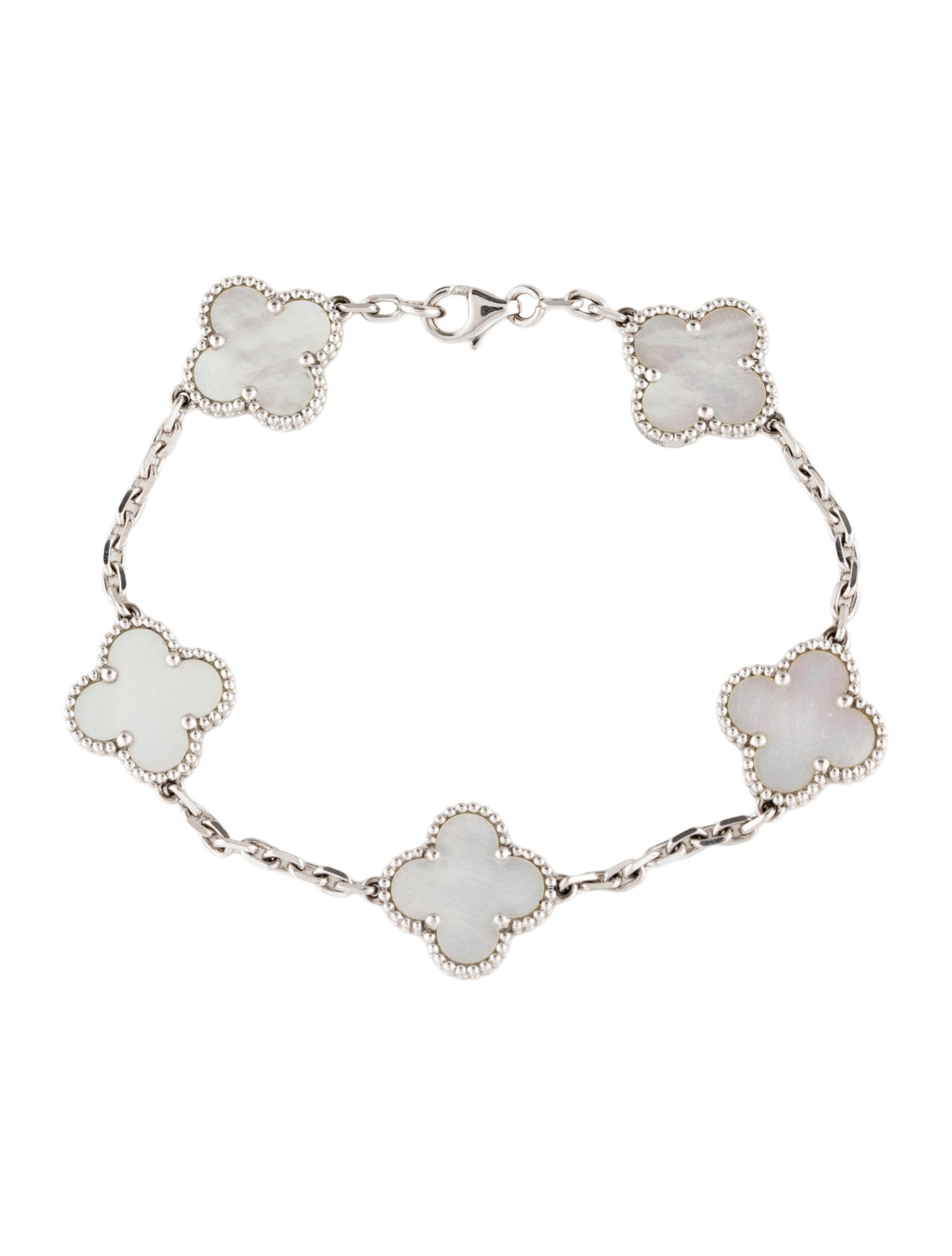 Van Cleef & Arpels Mother of Pearl Vintage Alhambra Bracelet, 5 Motifs