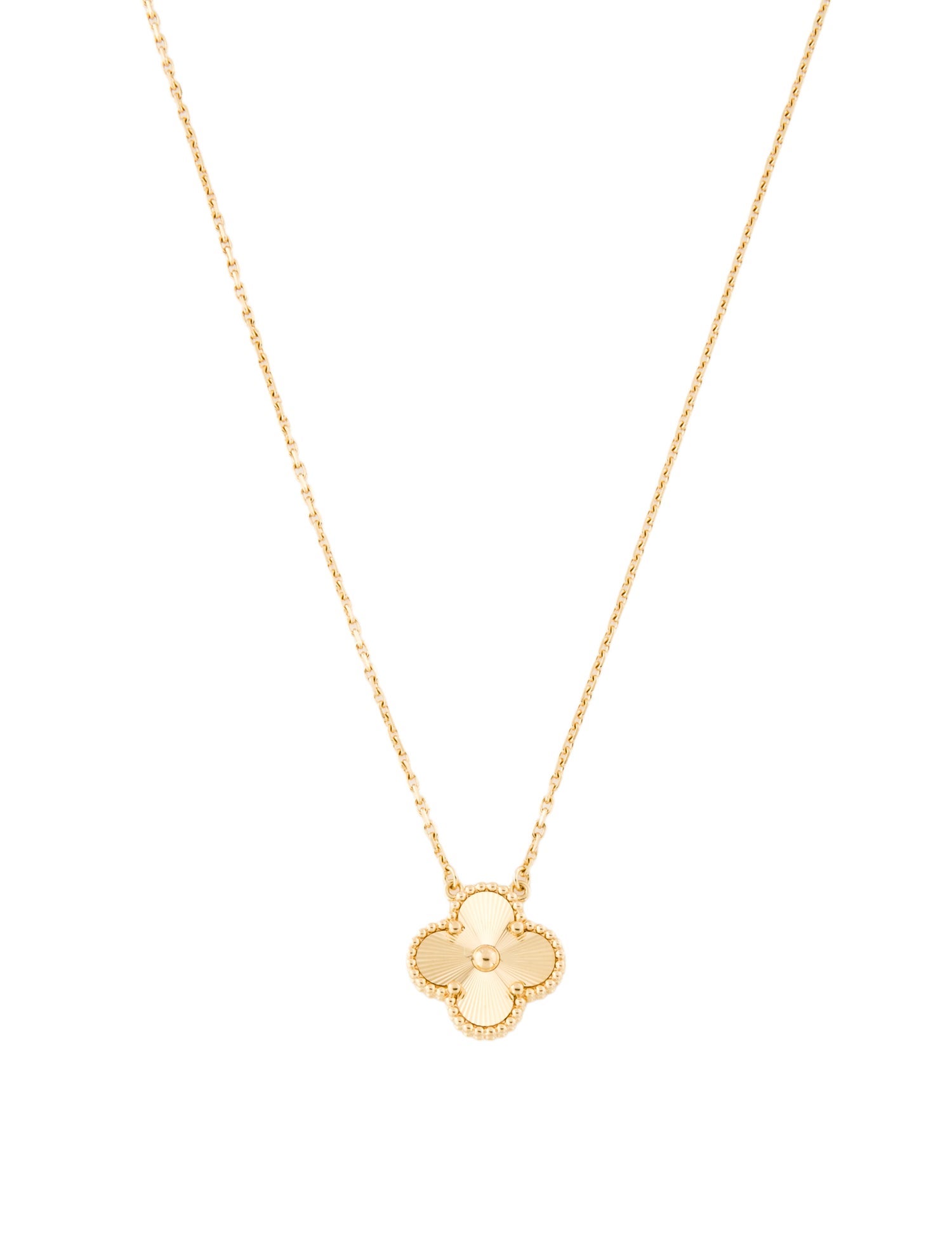 Van Cleef & Arpels Vintage Alhambra Guilloché Pendant Necklace