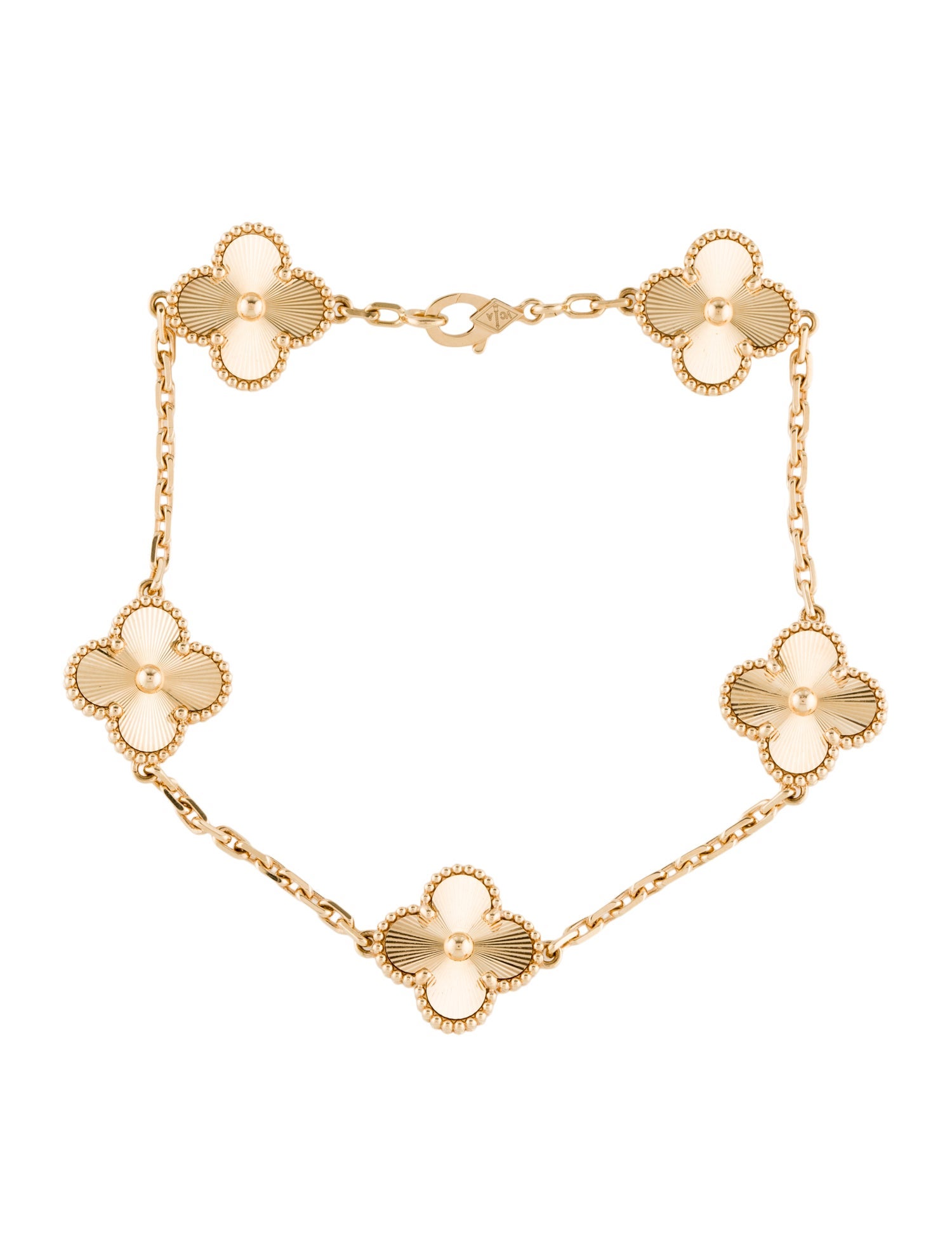 Van Cleef & Arpels Vintage Alhambra Guilloché Bracelet, 5 Motif