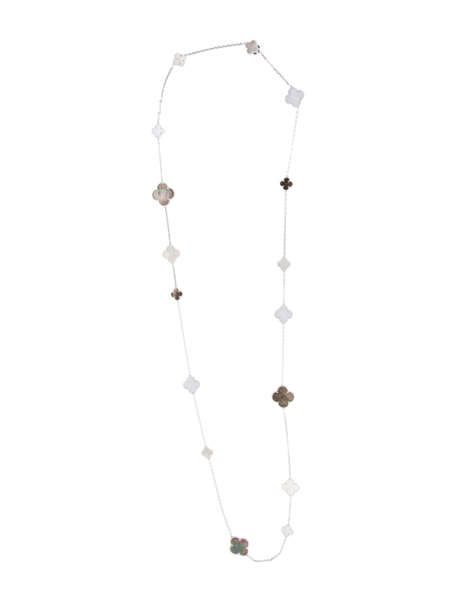 Van Cleef & Arpels Mother of Pearl Magic Alhambra 16 Motif Long Necklace