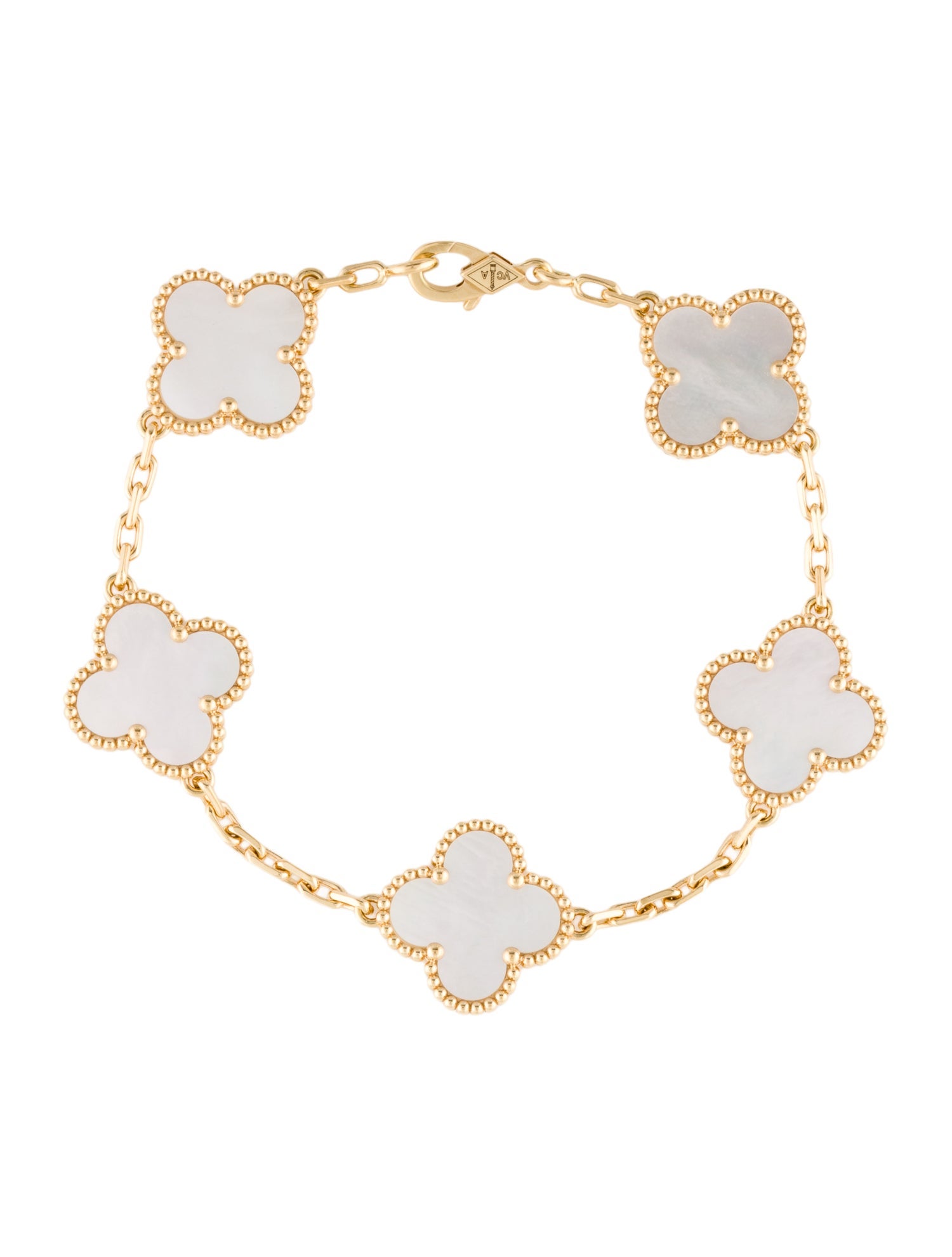 Van Cleef & Arpels Mother Of Pearl Vintage Alhambra 5 Motifs Bracelet