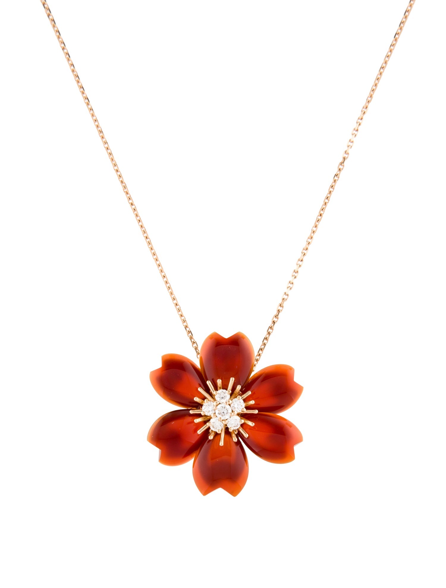 Van Cleef & Arpels Small Rose de Noël Clip Pendant Necklace