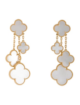 Van Cleef & Arpels Mother of Pearl Magic Alhambra Earrings, 4 Motifs