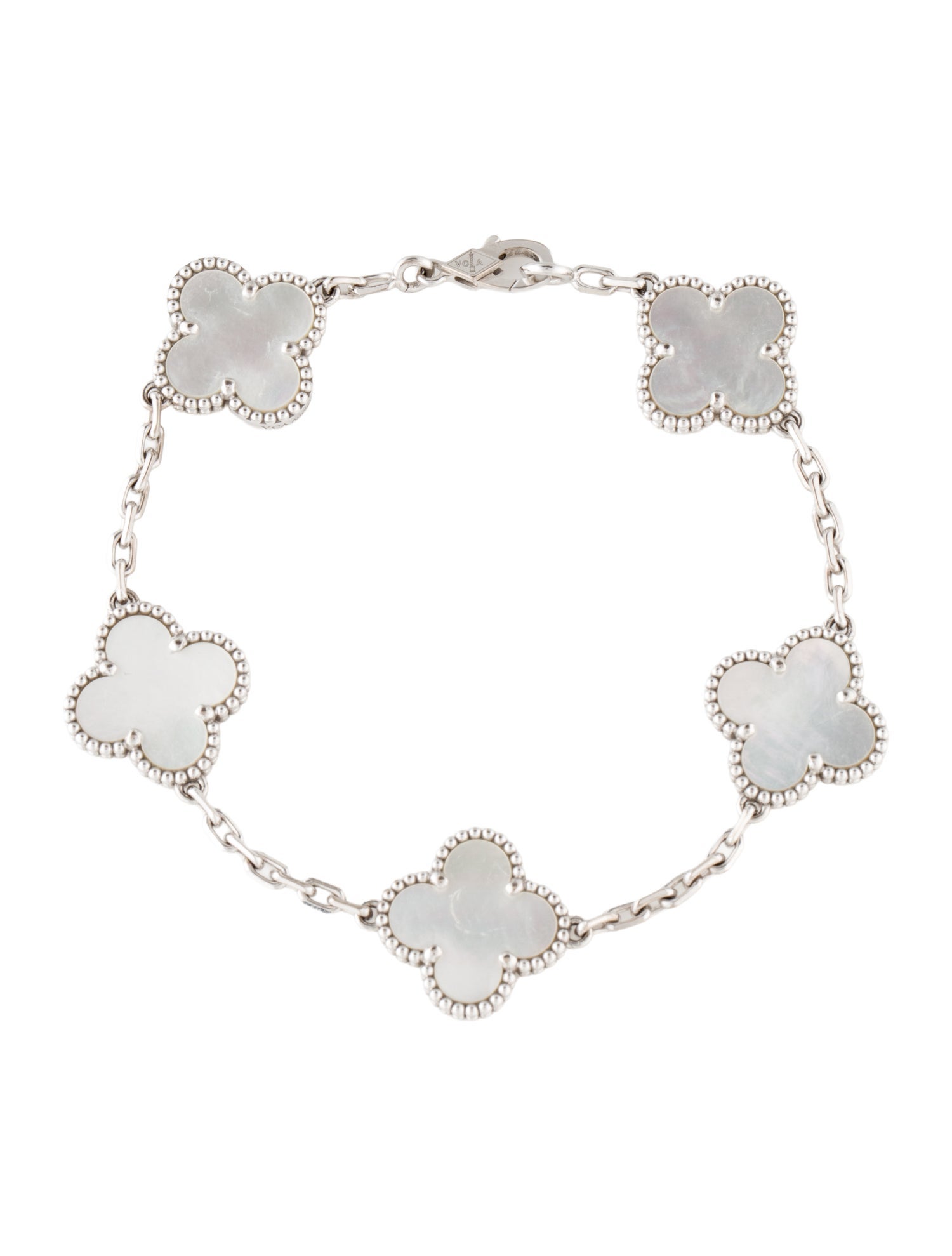 Van Cleef & Arpels Mother of Pearl Vintage Alhambra Bracelet, 5 Motifs