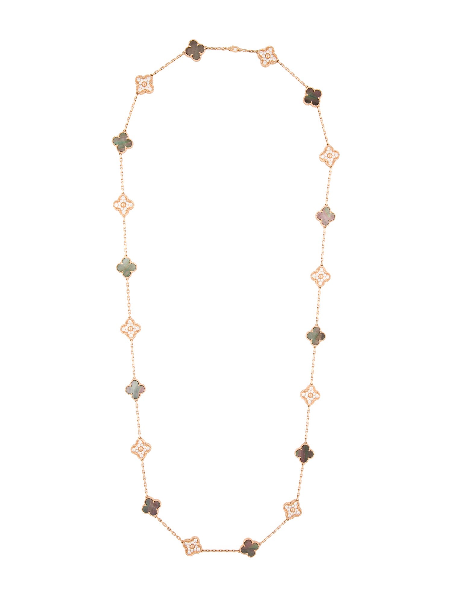 Van Cleef & Arpels Mother of Pearl Vintage Alhambra Long Necklace, 20 Motifs