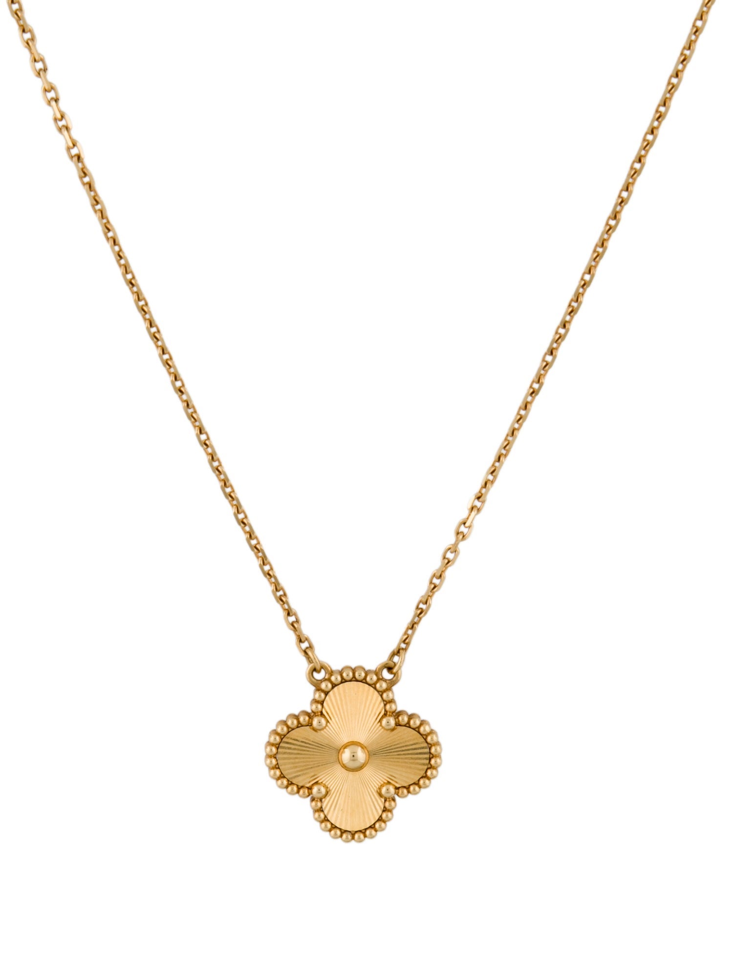 Van Cleef & Arpels Vintage Alhambra Guilloché Pendant Necklace