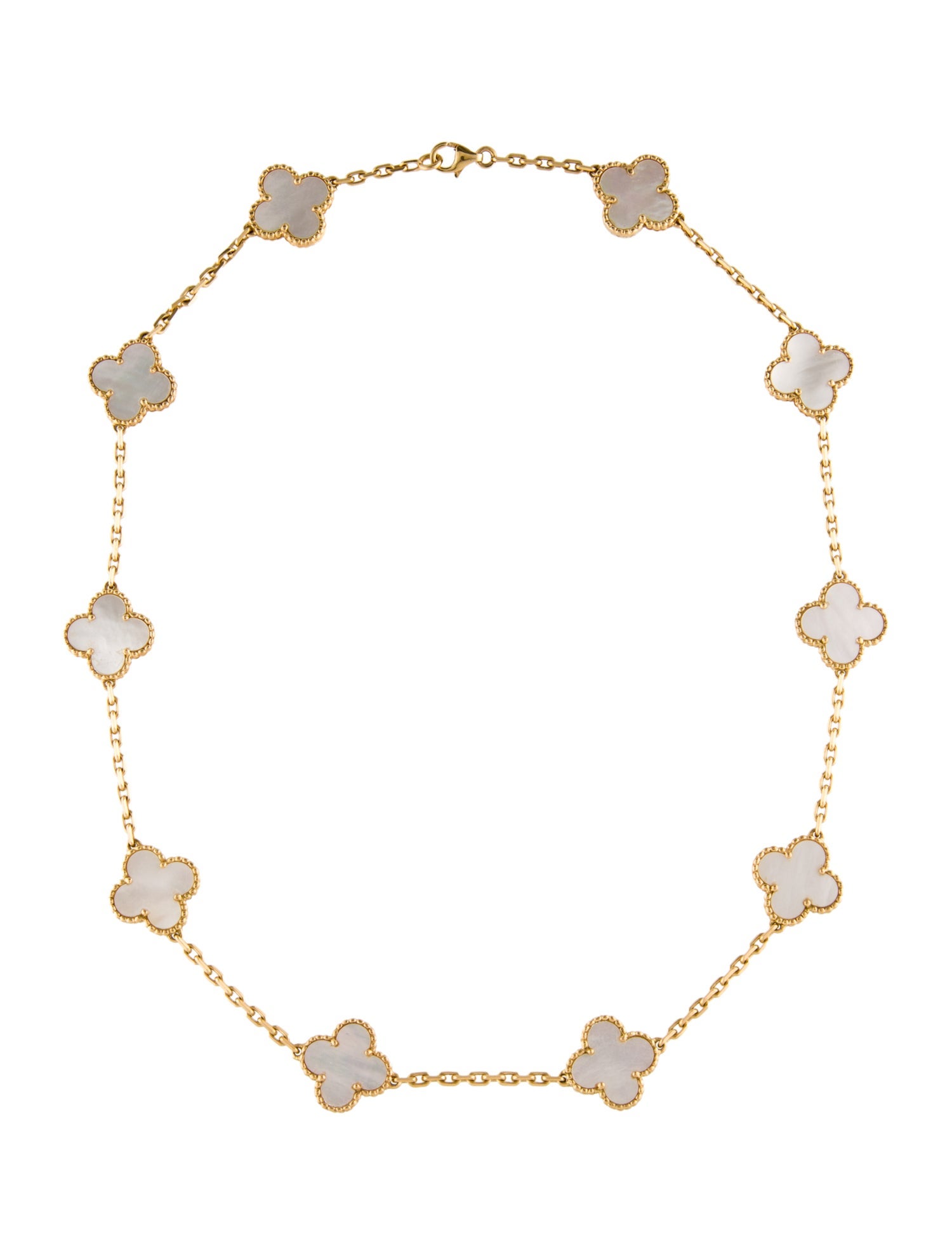 Van Cleef & Arpels Mother of Pearl Vintage Alhambra Long Necklace, 10 Motifs
