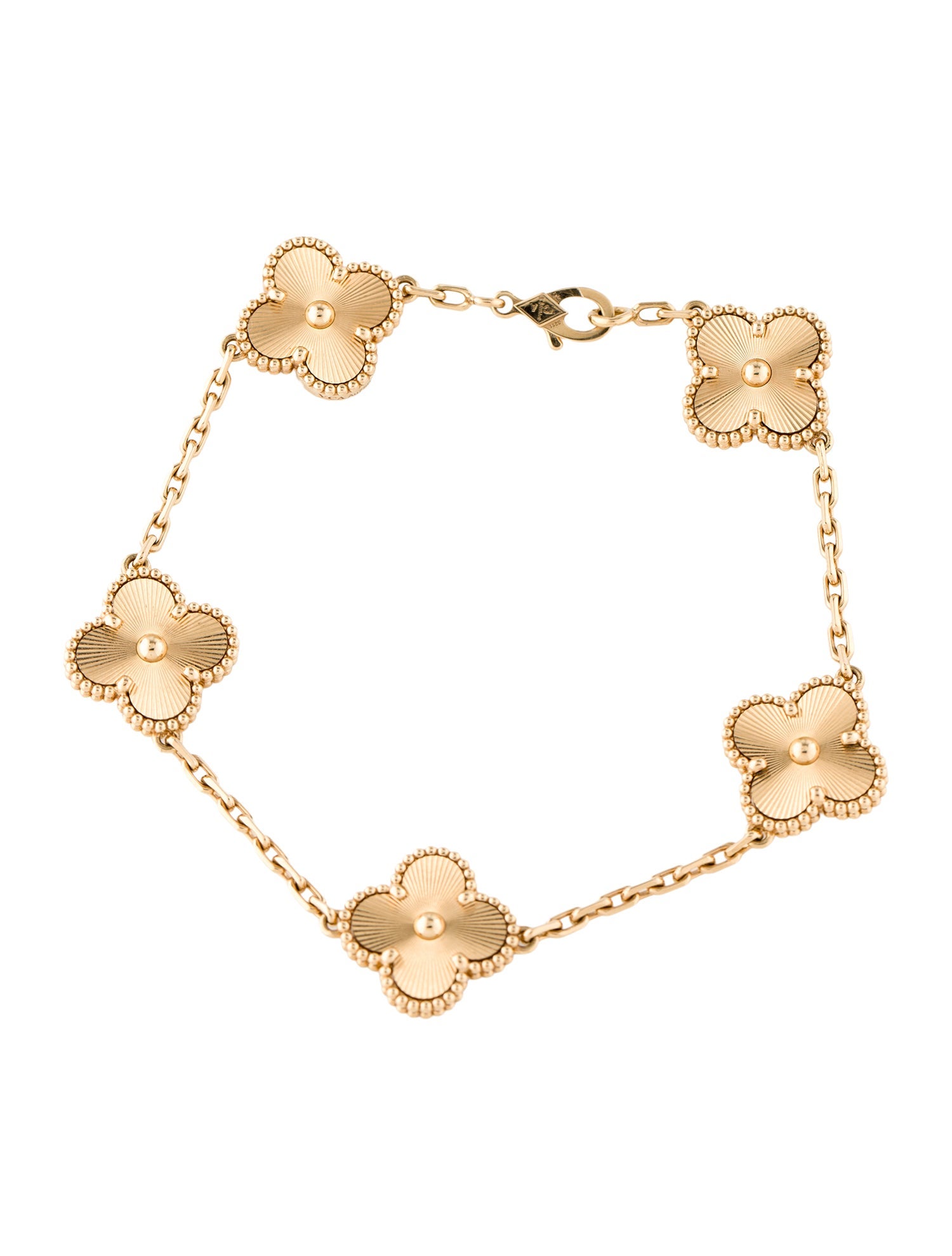 Van Cleef & Arpels Vintage Alhambra Guilloché Bracelet, 5 Motifs