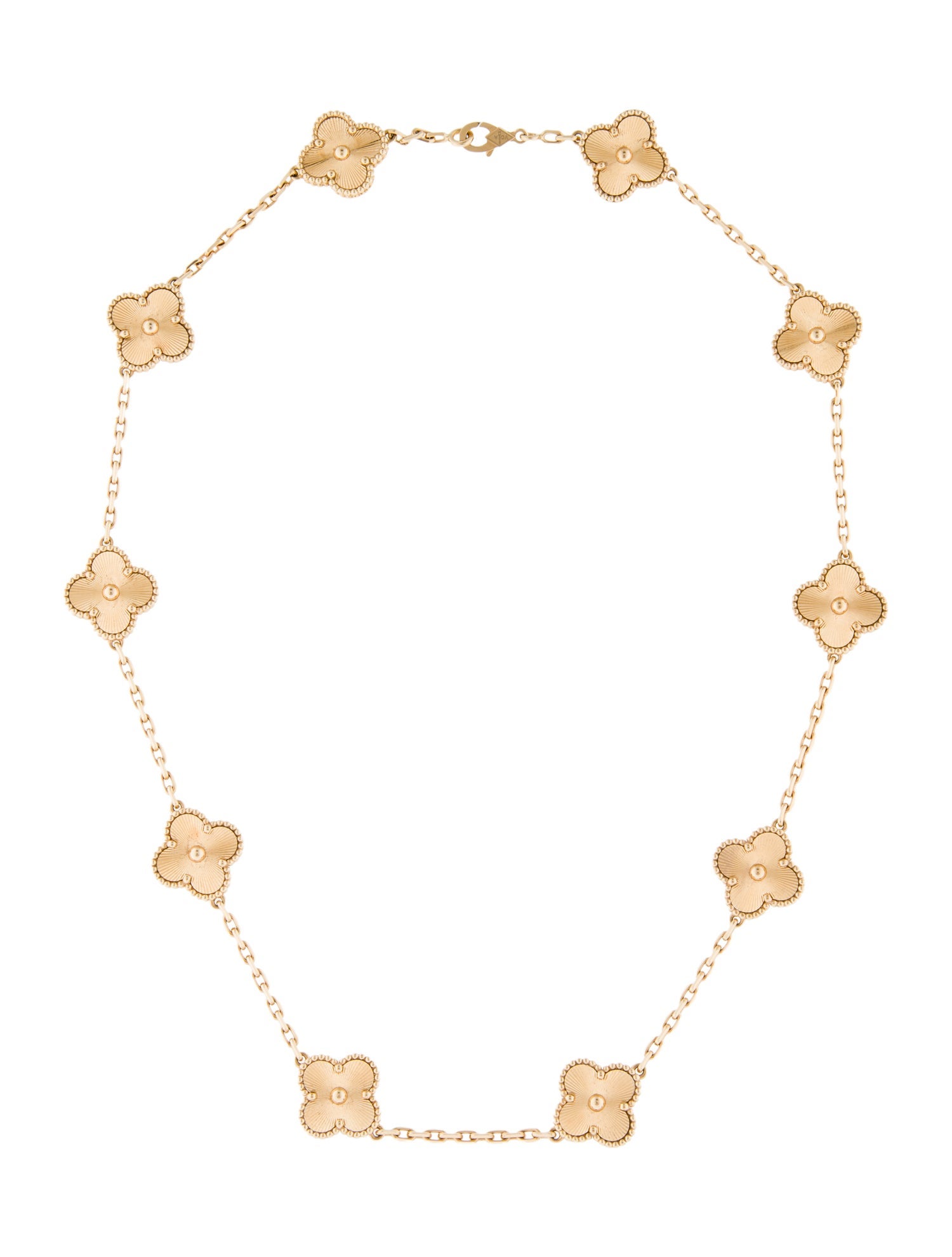 Van Cleef & Arpels Vintage Alhambra 10 Motif Guilloche Necklace