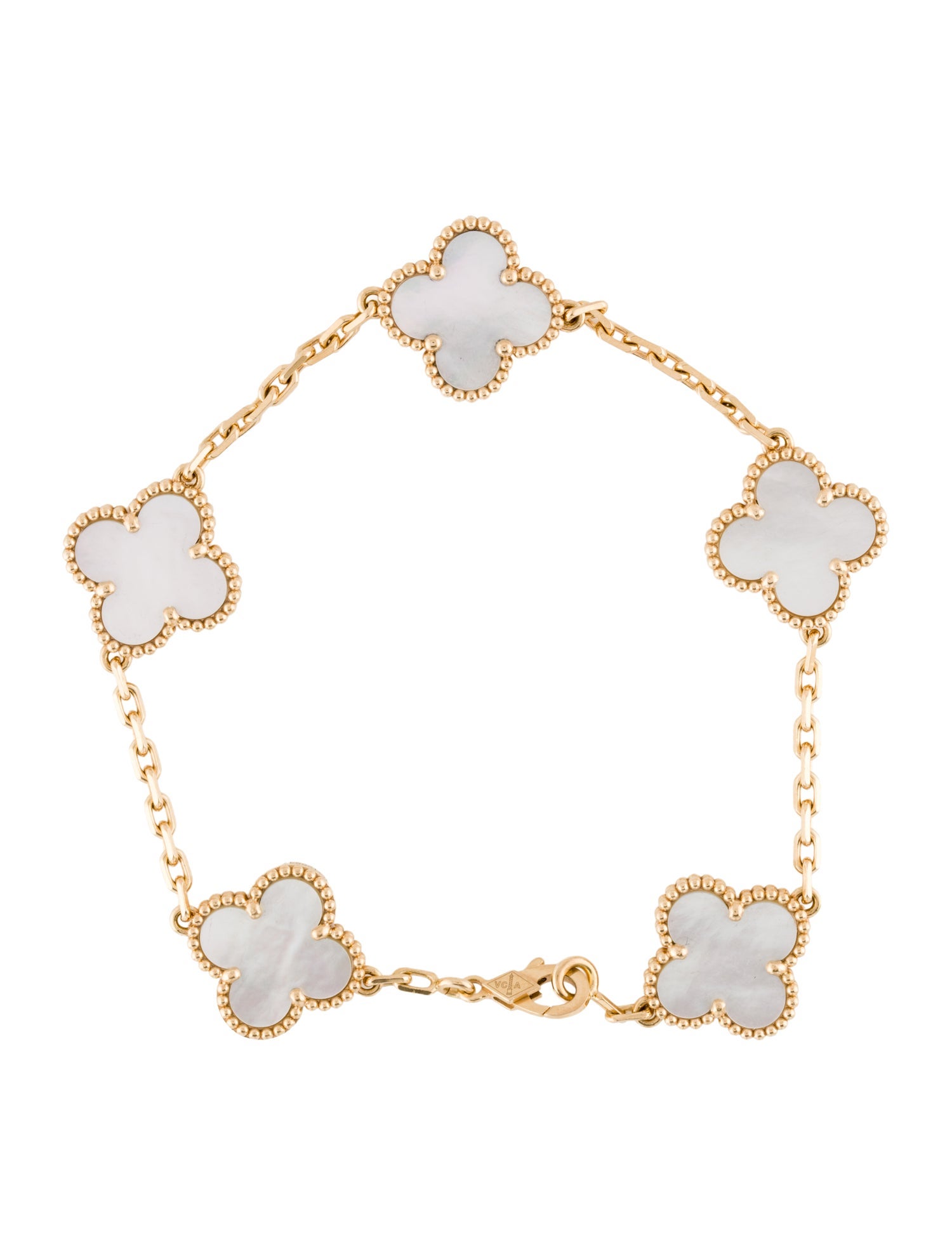 Van Cleef & Arpels Mother of Pearl Vintage Alhambra Bracelet, 5 Motifs