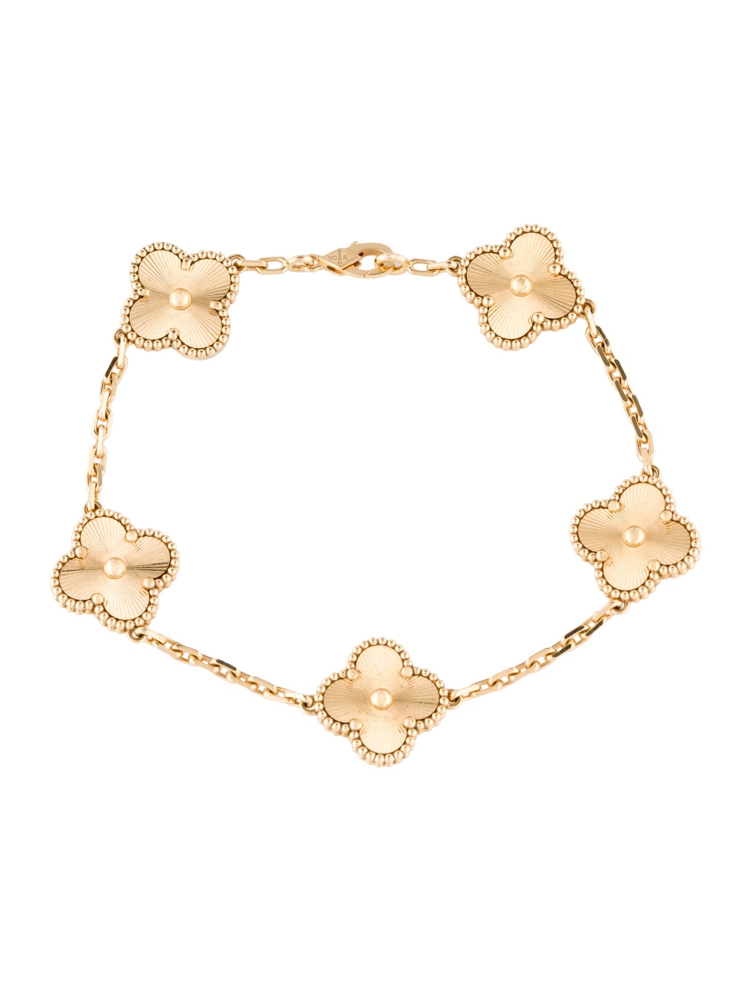 Van Cleef & Arpels Vintage Alhambra Guilloché Bracelet, 5 Motifs