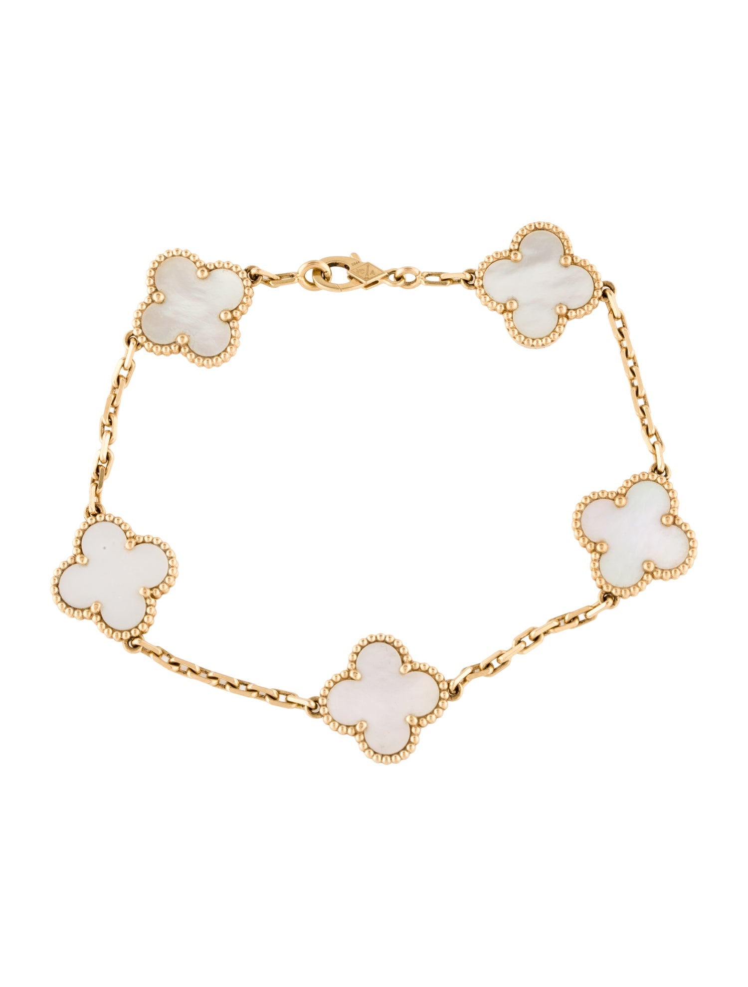 Van Cleef & Arpels Mother of Pearl Vintage Alhambra Bracelet, 5 motifs