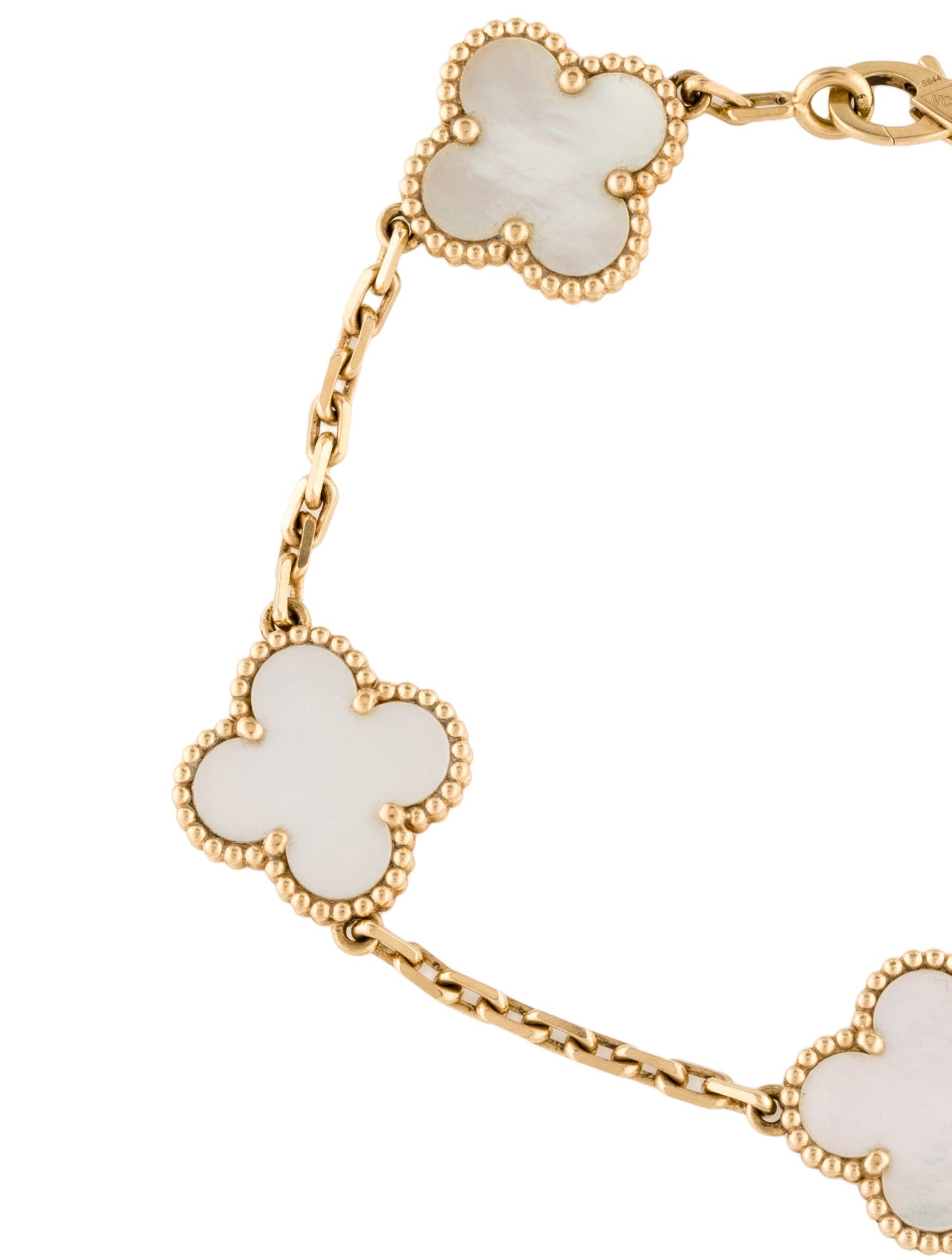 Van Cleef & Arpels Mother of Pearl Vintage Alhambra Bracelet, 5 motifs