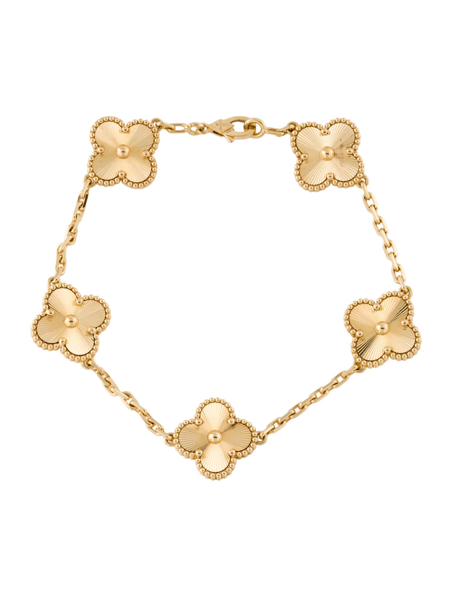 Van Cleef & Arpels Vintage Alhambra Guilloché Bracelet, 5 Motifs
