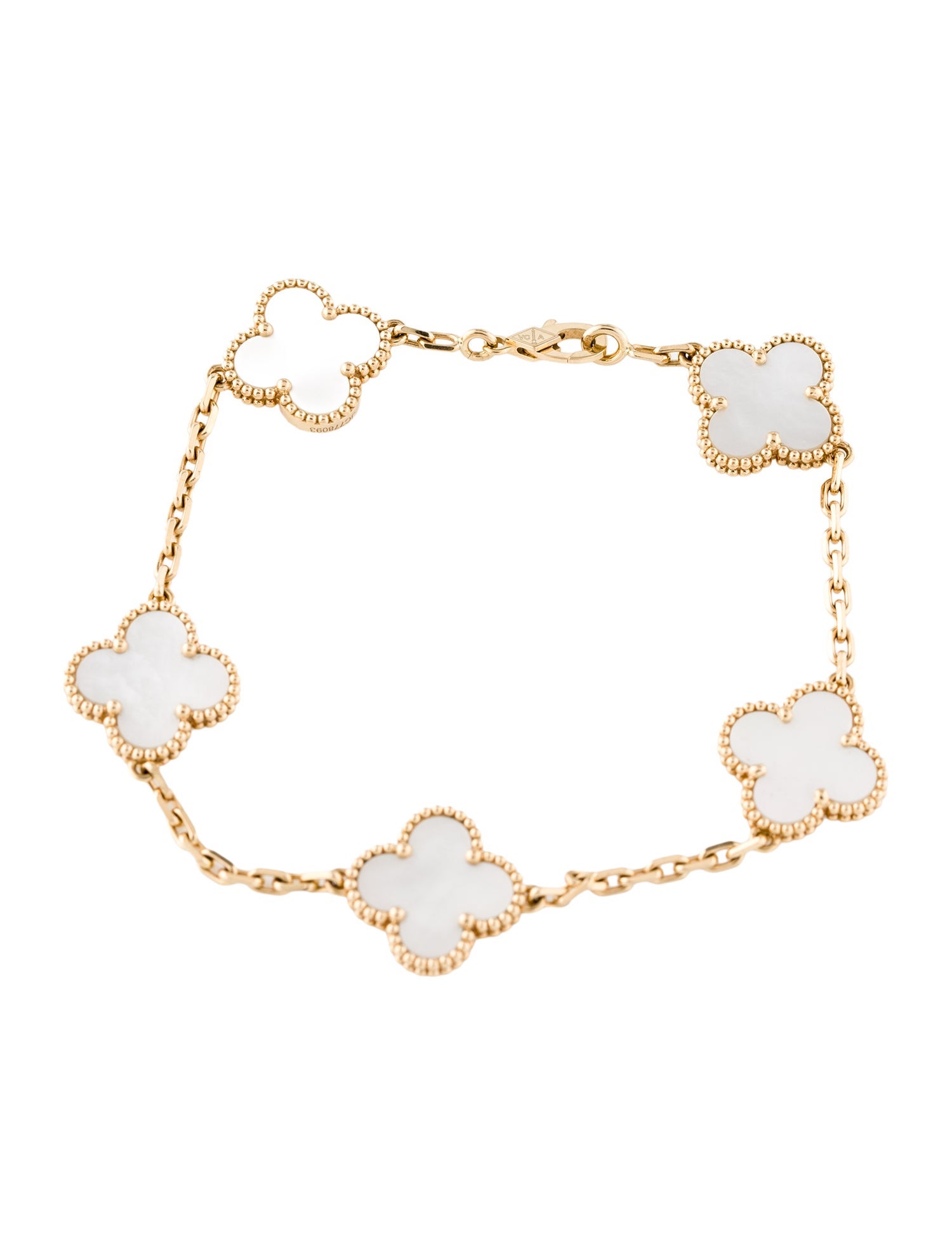 Van Cleef & Arpels Mother of Pearl Vintage Alhambra Bracelet, 5 Motifs