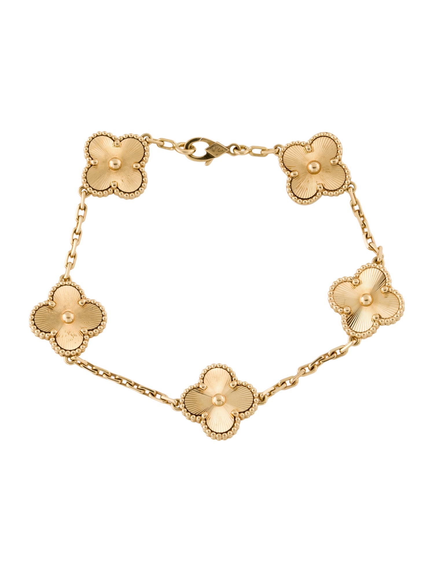 Van Cleef & Arpels Vintage Alhambra Guilloché Bracelet, 5 Motifs
