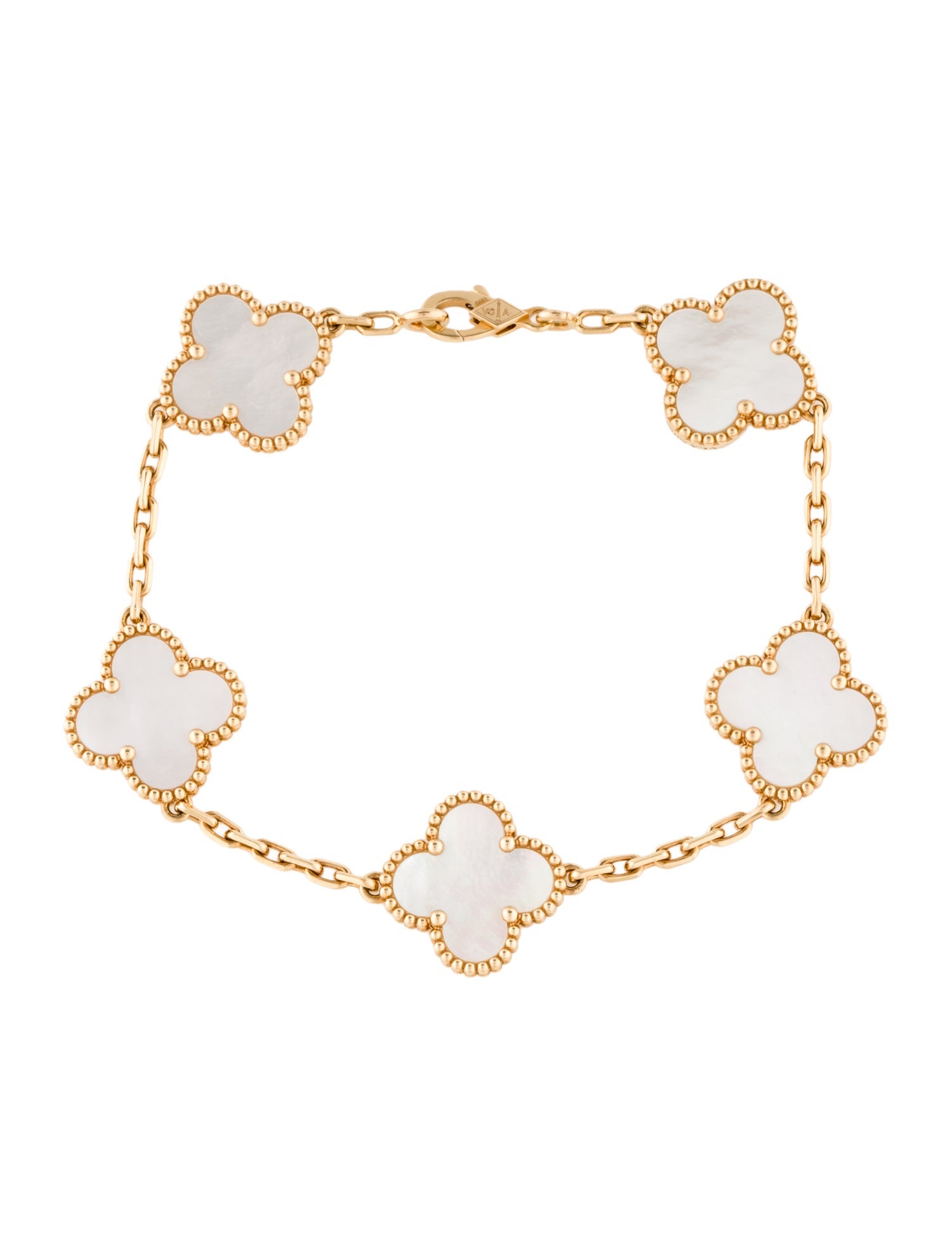 Van Cleef & Arpels Mother of Pearl Vintage Alhambra Bracelet, 5 Motifs
