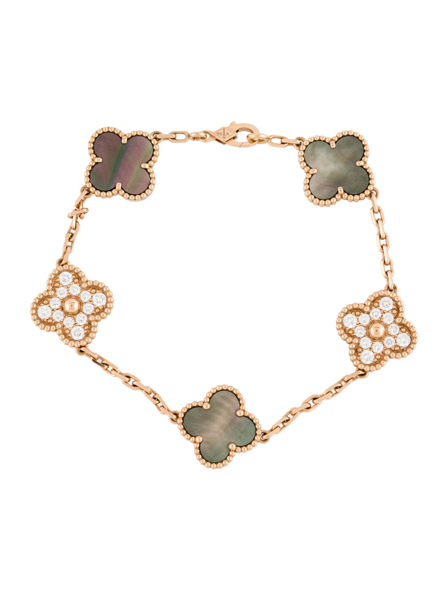 Van Cleef & Arpels Mother of Pearl Vintage Alhambra Bracelet, 5 Motifs