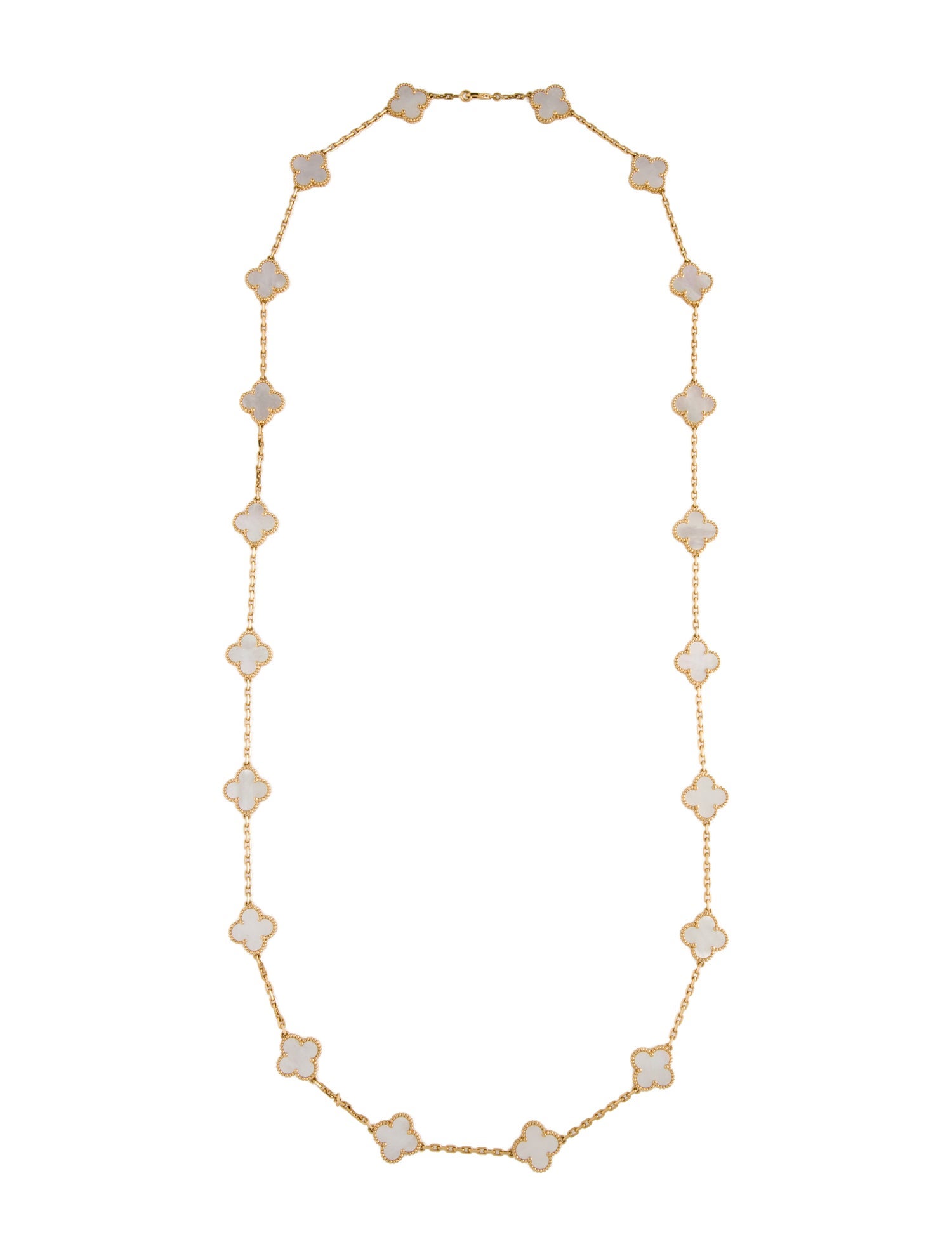 Van Cleef & Arpels Mother Of Pearl Vintage Alhambra Long Necklace, 20 Motifs