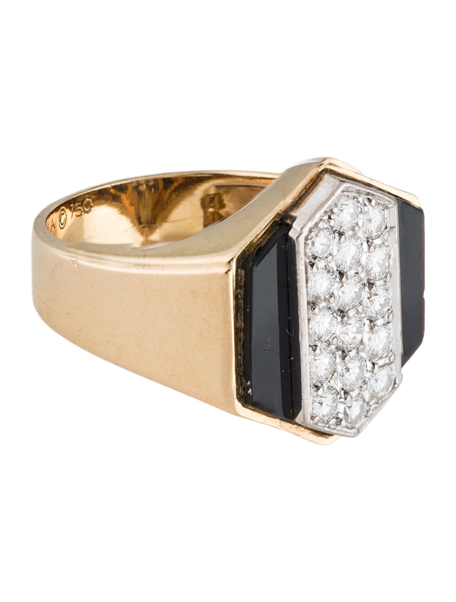 Van Cleef & Arpels Vintage 18K Onyx & Diamond Cocktail Ring
