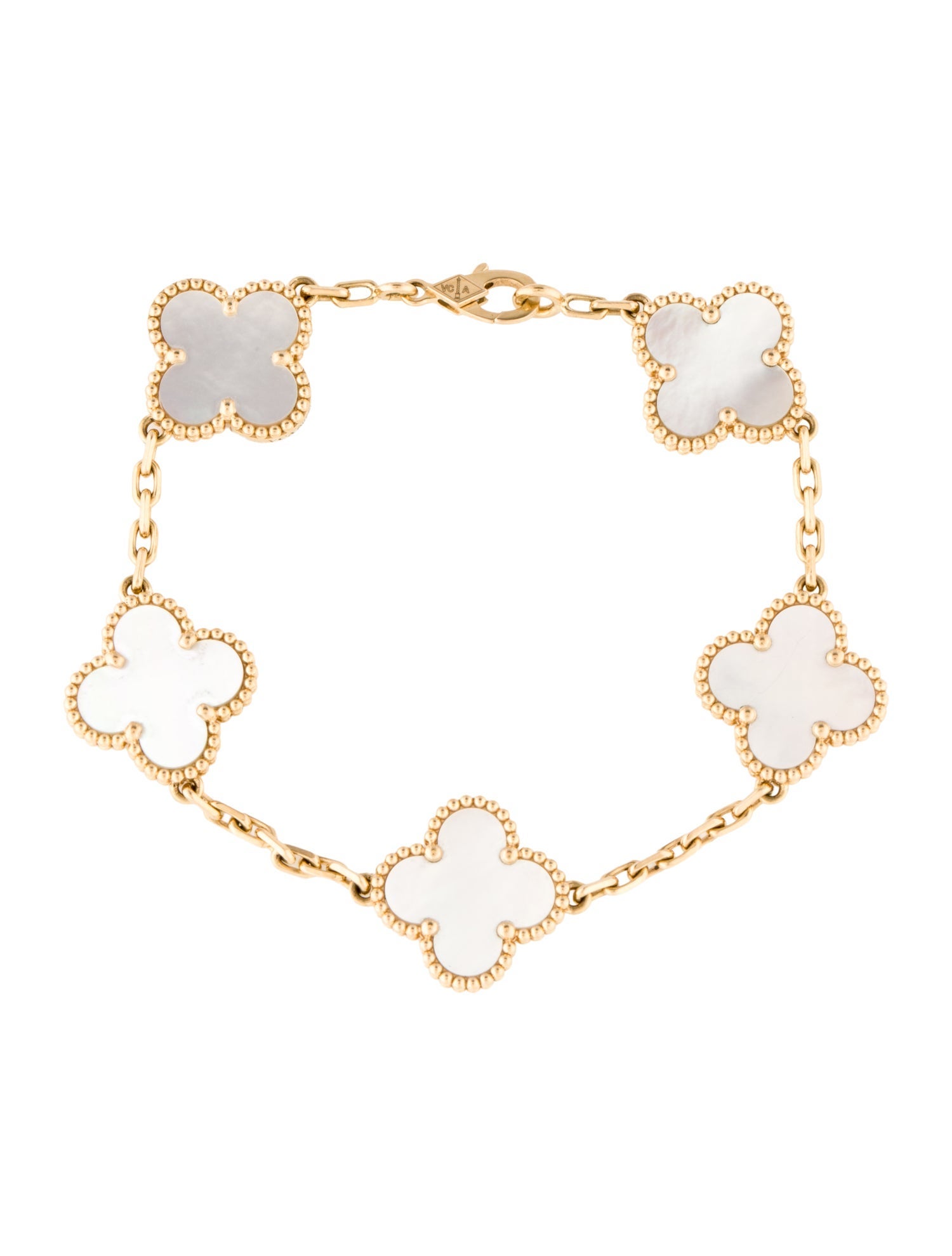 Van Cleef & Arpels Mother of Pearl Vintage Alhambra Bracelet, 5 Motifs
