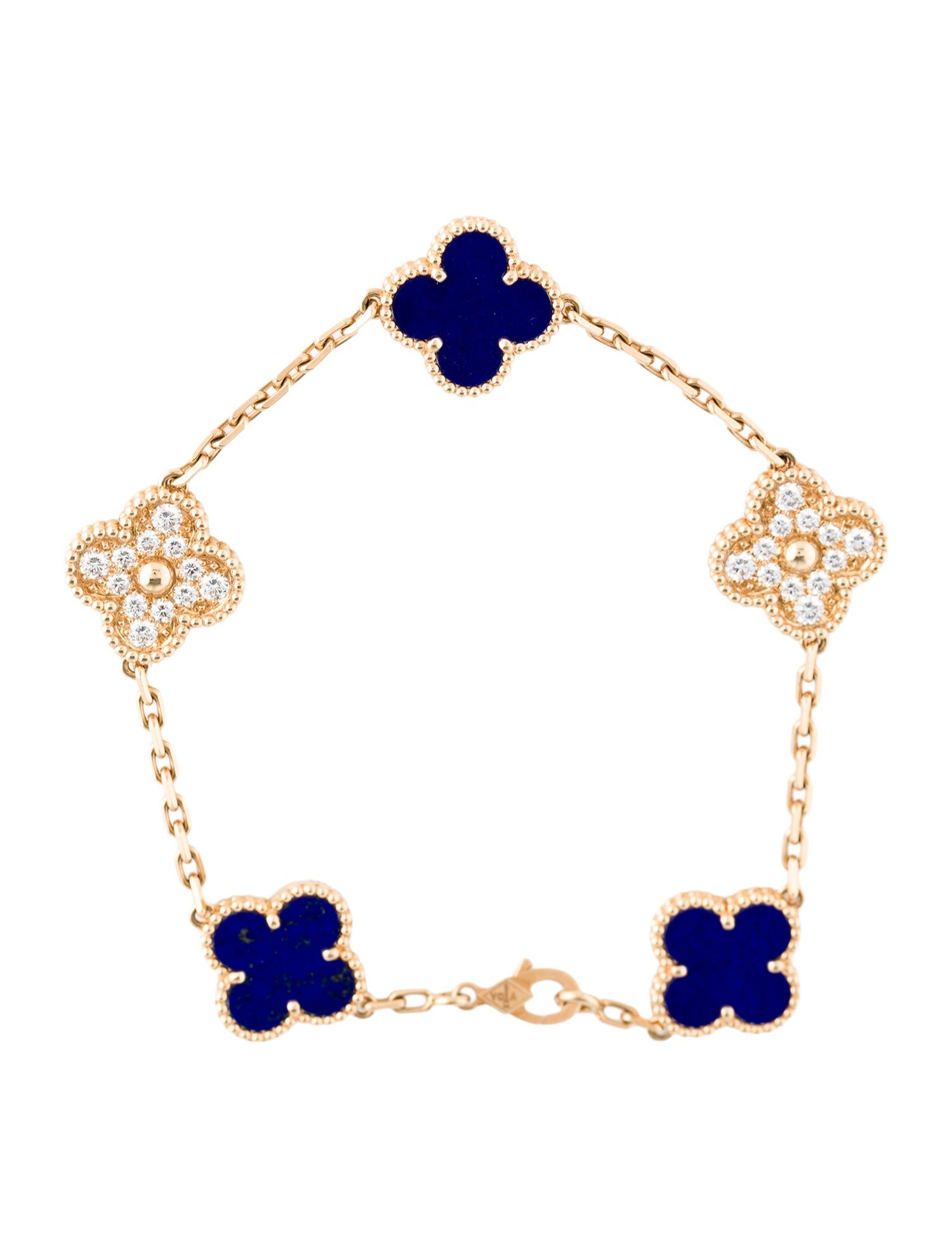 Van Cleef & Arpels 2024 Limited Edition Vintage Alhambra Bracelet, 5 Motifs