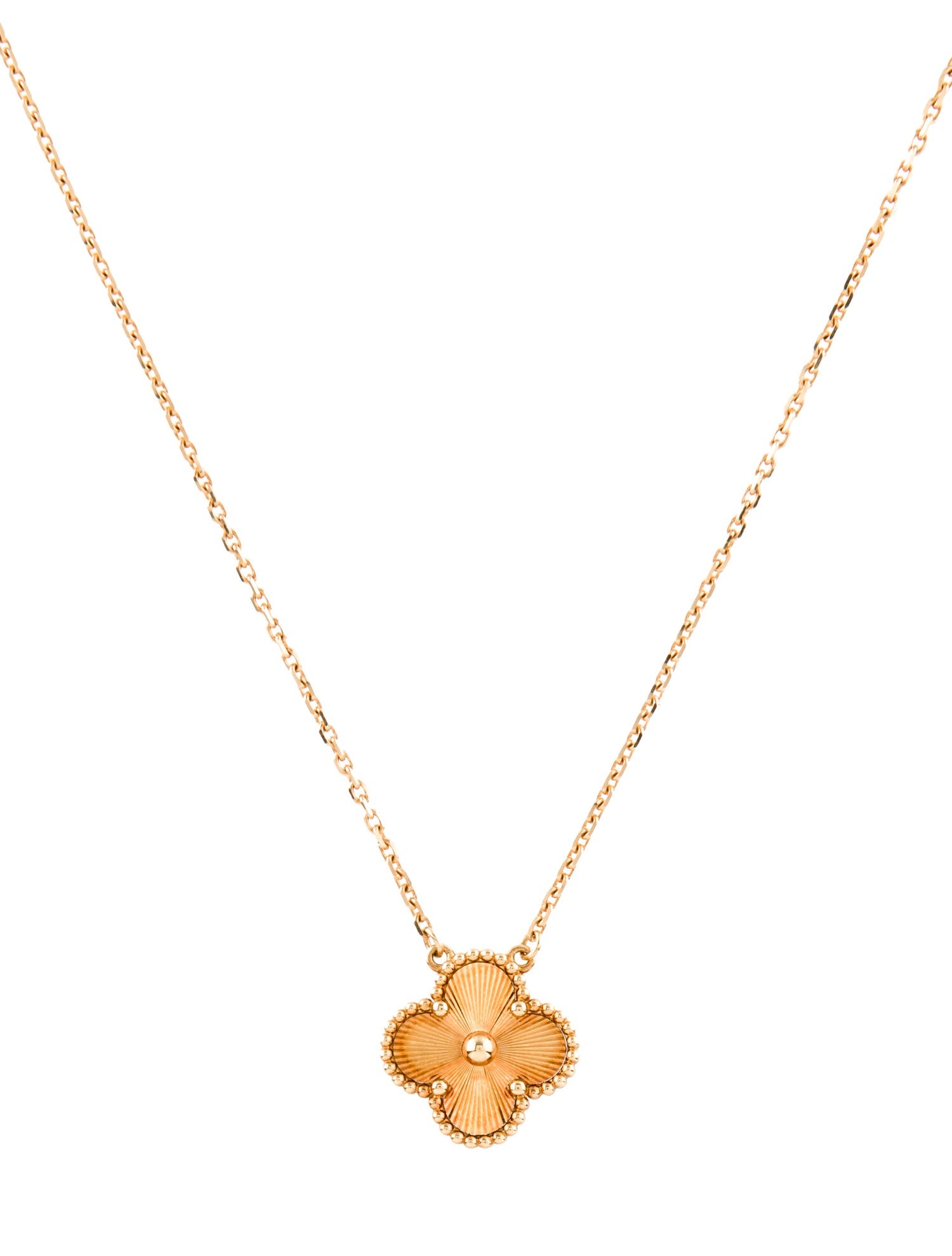 Van Cleef & Arpels Vintage Alhambra Guilloche Pendant Necklace