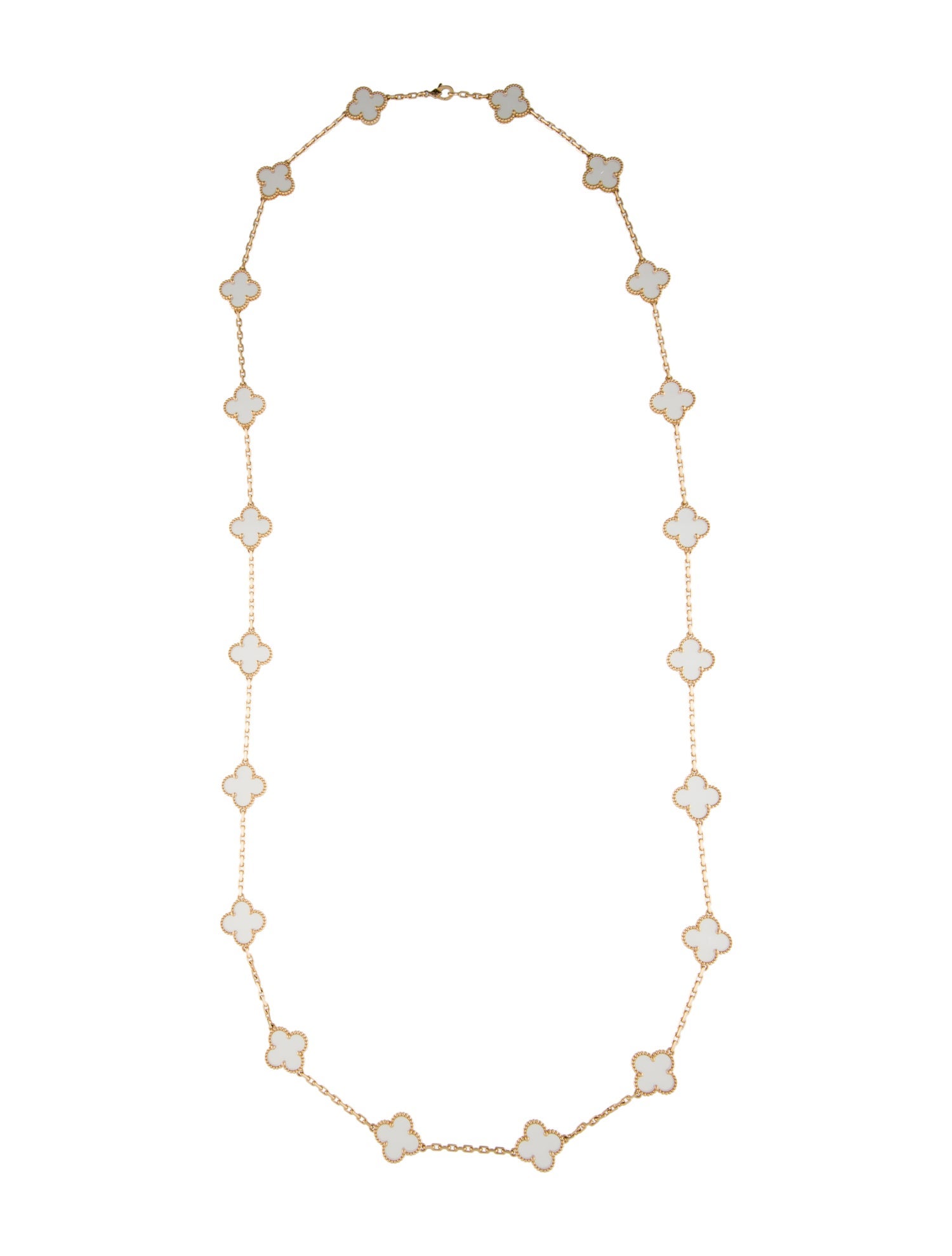 Van Cleef & Arpels 2023 Limited Edition Rock Crystal Vintage Alhambra Long Necklace, 20 Motifs