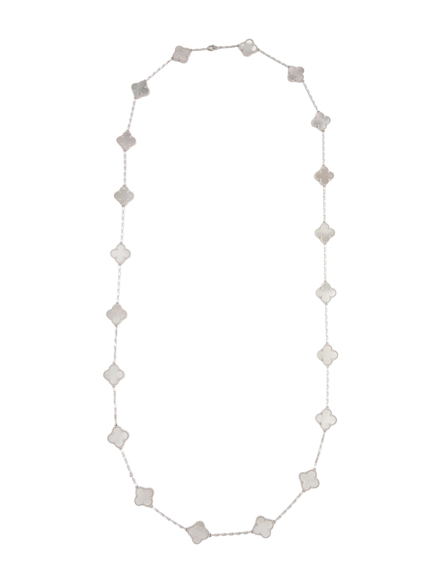 Van Cleef & Arpels Mother Of Pearl Vintage Alhambra Long Necklace, 20 Motifs