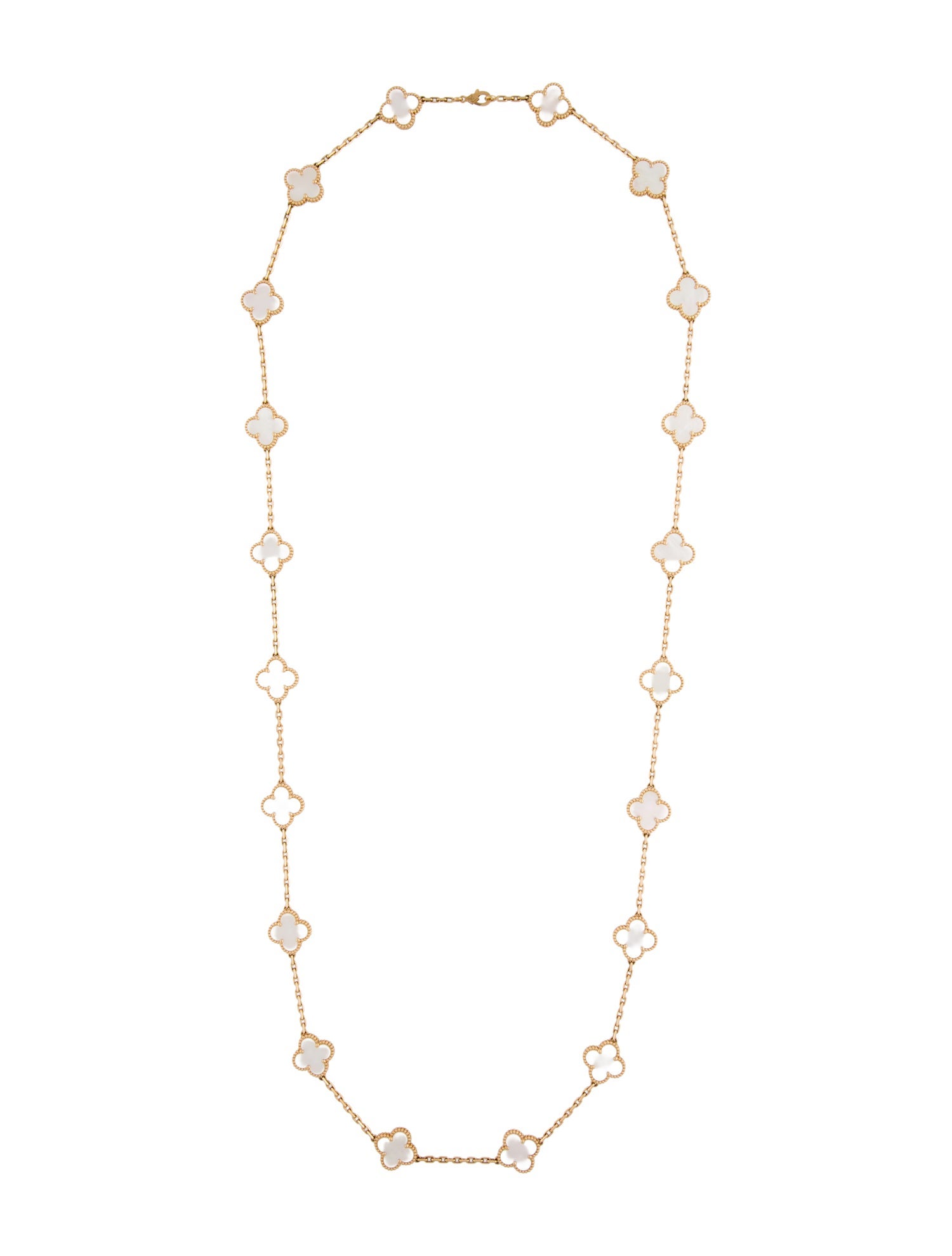 Van Cleef & Arpels Mother of Pearl Vintage Alhambra 20 Motif Long Necklace