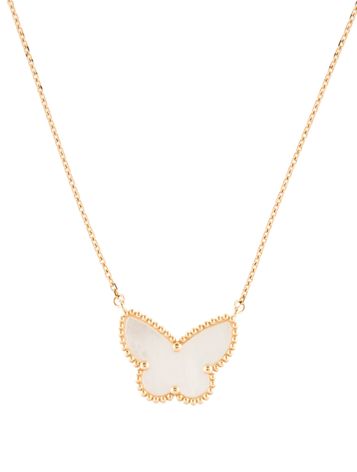 Van Cleef & Arpels Mother of Pearl Lucky Alhambra Butterfly Pendant Necklace